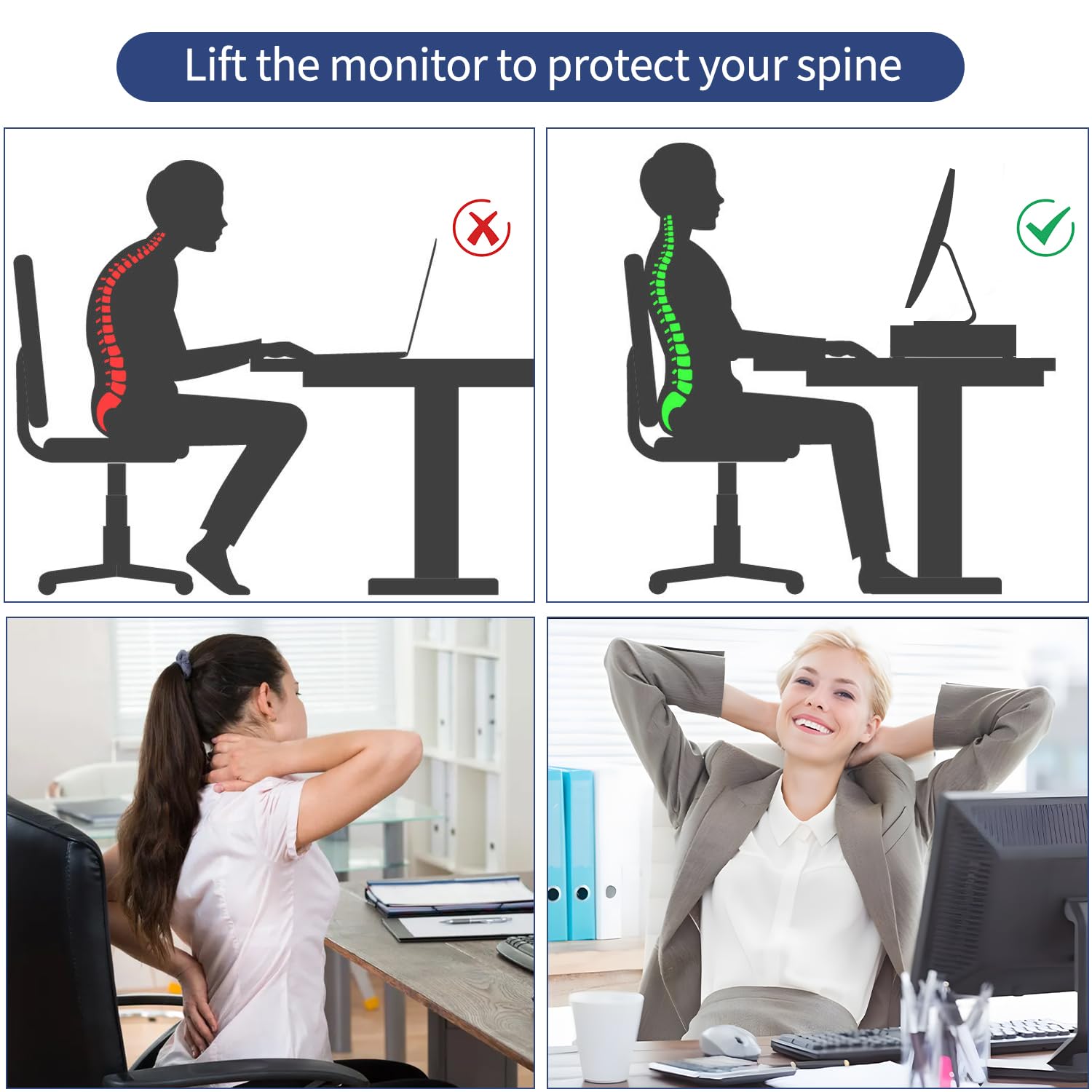 Aupsen 2 Tier Computer Monitor Stands With Drawers And 2 Pen Holder, Desk Accessories & Workspace Desk Organizers, Desktop Organ