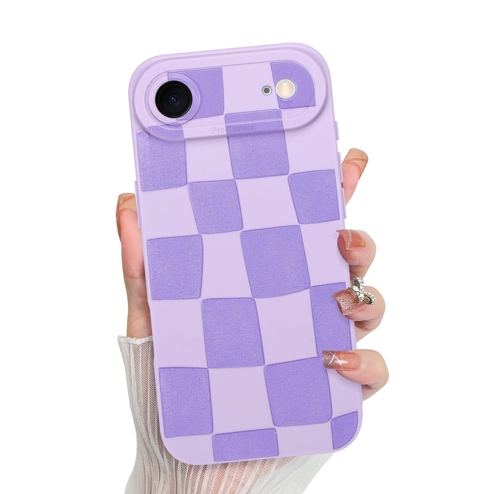 KANGHAR Compatible with iPhone Air Case 2025, Silicone Checkered Cute Pattern, Camera Protection Soft Slim Phone Cover for Girls