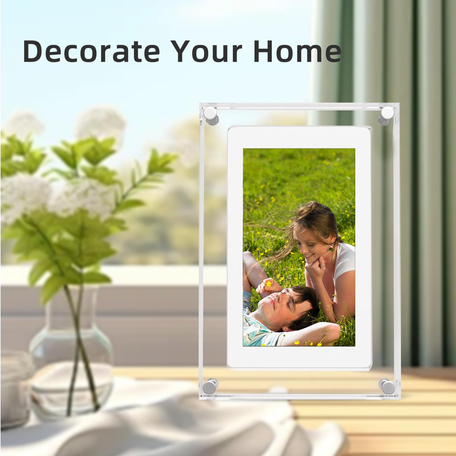 5 Inch Digital Picture Frame, Acrylic Video Frame With 8Gb Usb Flash Drive And 1000 Mah Battery, Great Gift For Mom&Dad