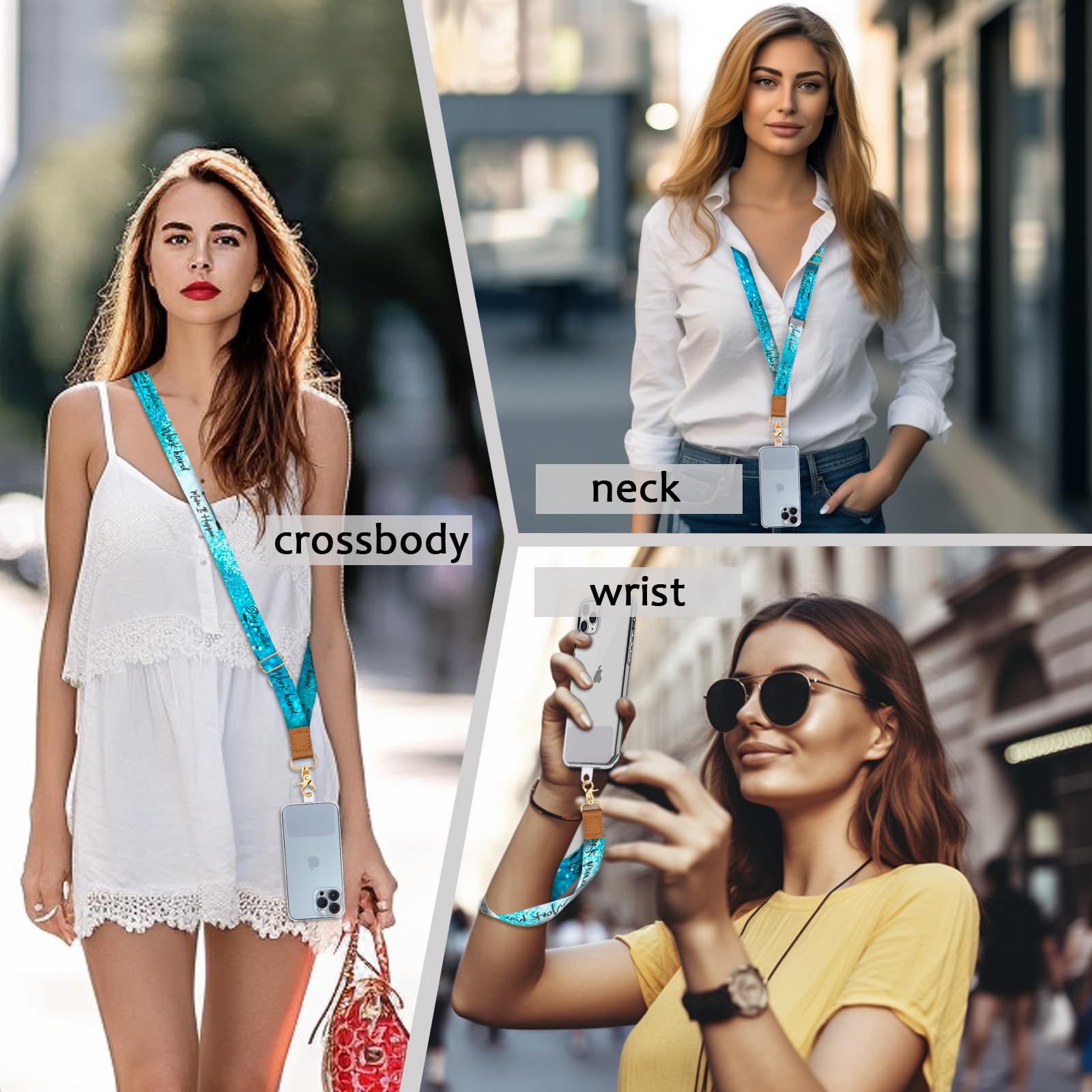 Cell Phone Lanyard Crossbody With Wrist Strap, Positive Phone Lanyards For Around The Neck Wristlet Adjustable Phone Strap, Lany
