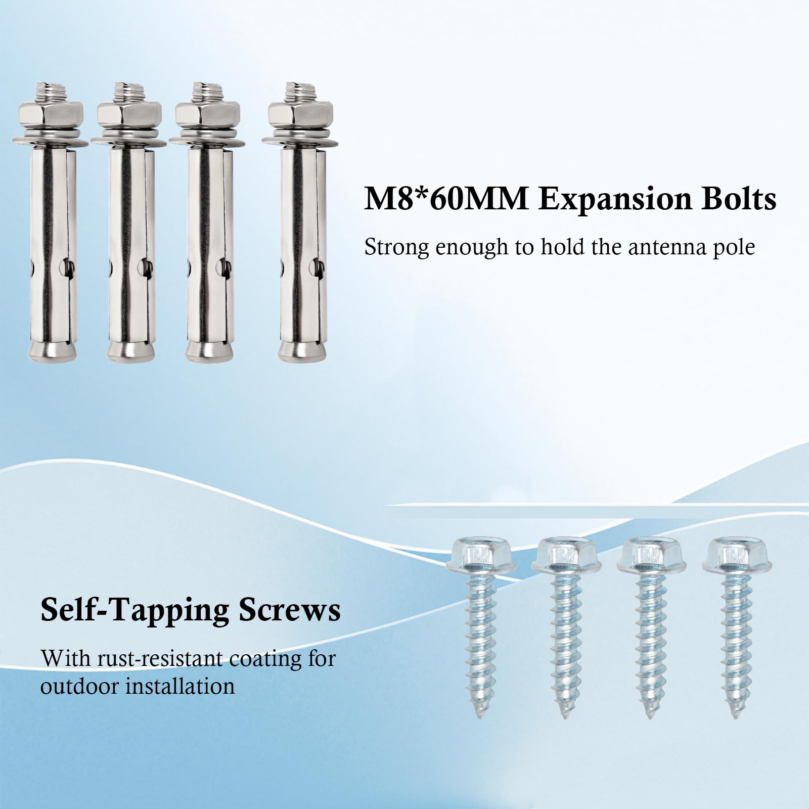 XRDS-RF Heavy-Duty 14-Inch Antenna Wall Mount Bracket for TV Antenna Mast (2-Leg + 2-Leg) - Windproof and Durable