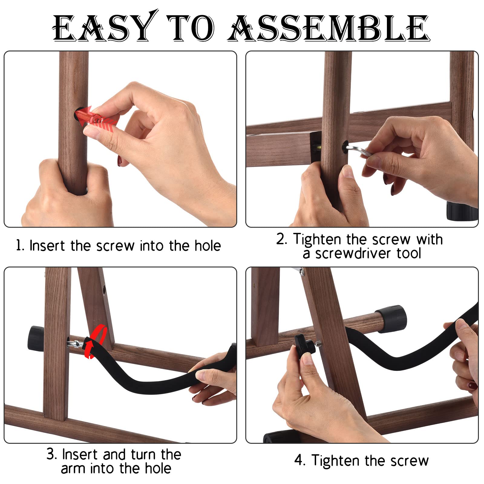 Dommi Guitar Stand, Wooden Guitar Stand For Acoustic Guitars, Electric And Bass, Folding A Frame Acoustic Guitar Stand With Non