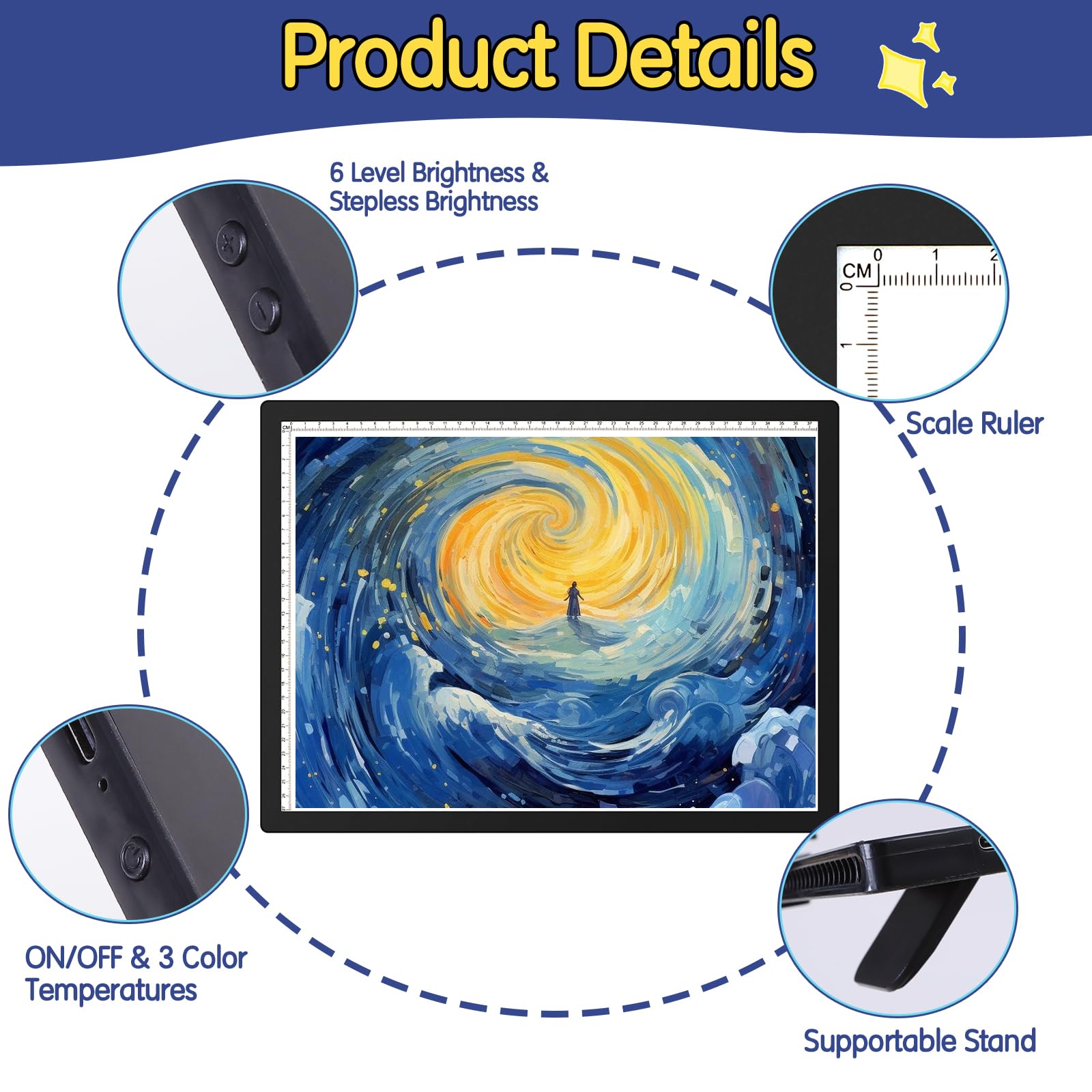 Keiwrlight Rechargeable A3 Light Table   Wireless Battery Light Box For Tracing 3 Colors 6 Levels Brightness Stepless Light Boar