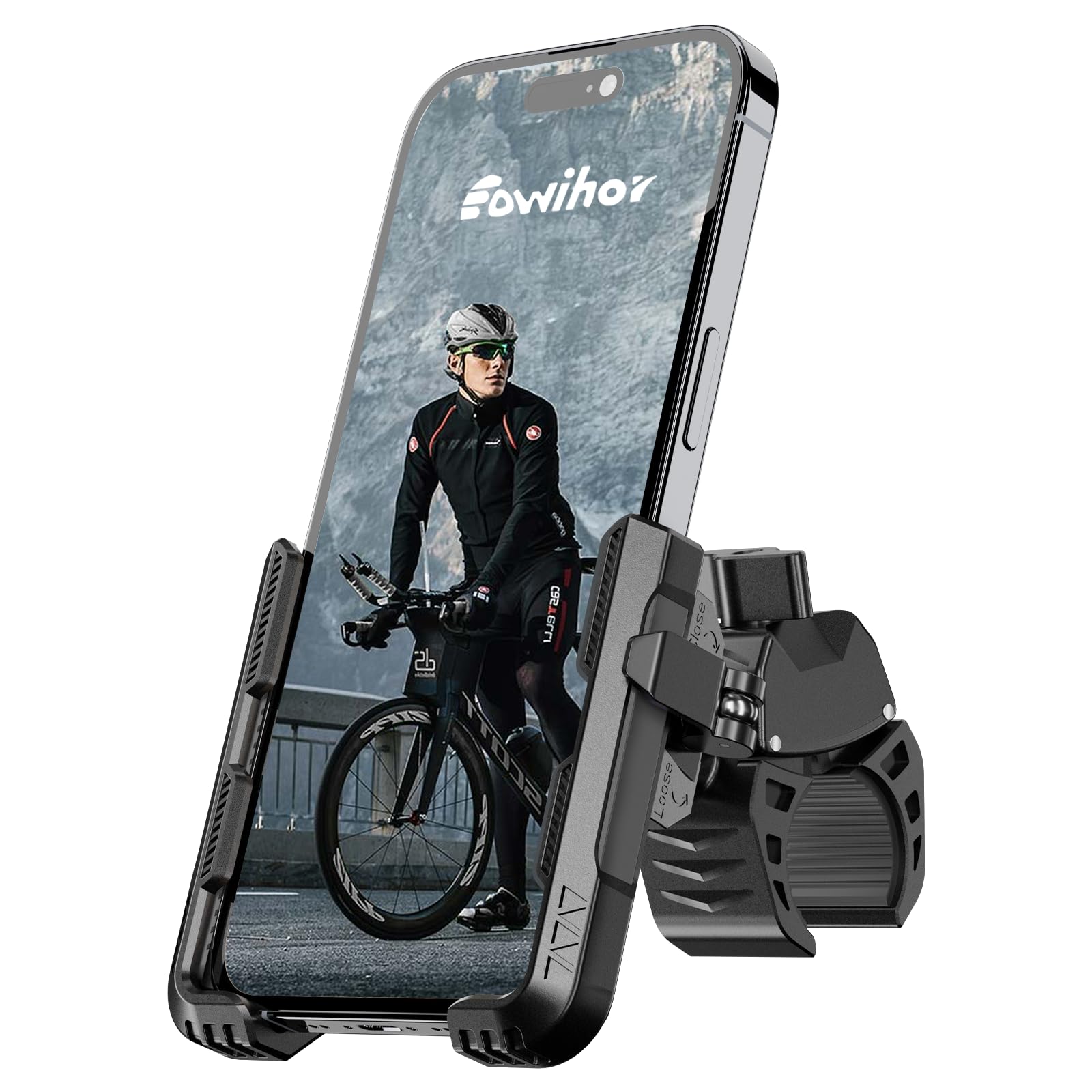 Eowihor Motorcycle Phone Mount Holder, Bike Phone Holder, 360 Rotation Bicycle Scooter Phone Clip, Universal Phone Mount For 4.5