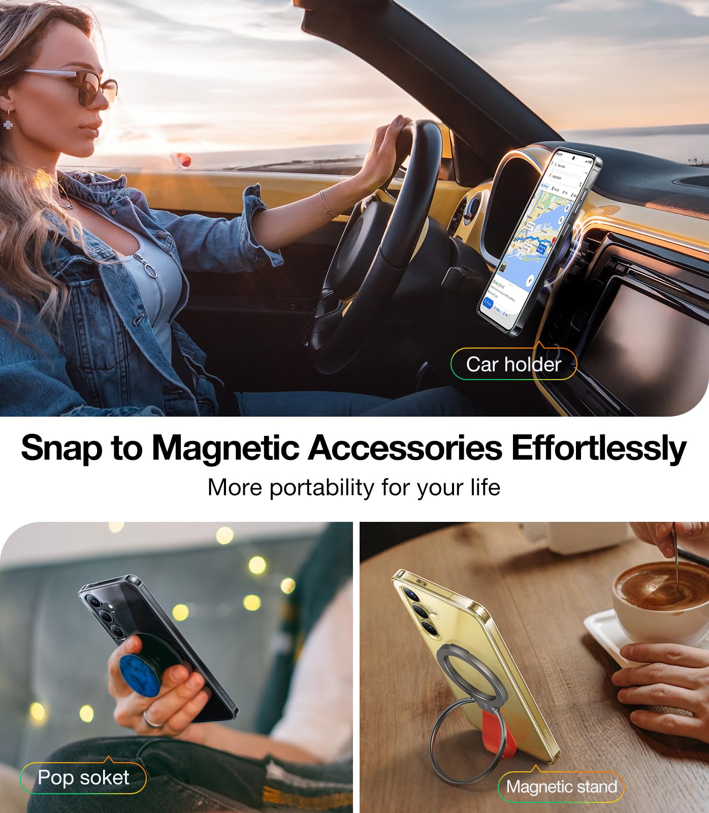 Torras Magnetic Guardian Designed For Samsung Galaxy S24 Case 6.2'' Compatible With Magsafe, Never Yellowing, Military Grade Dro