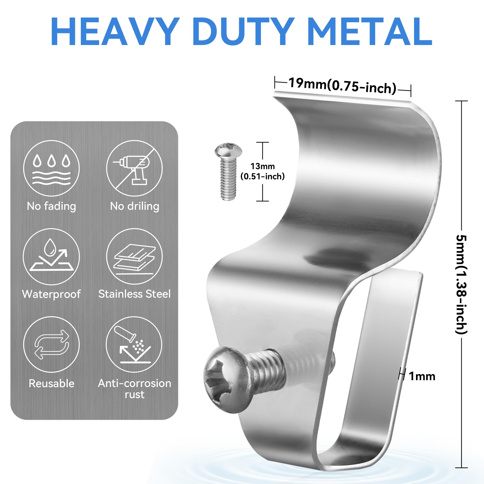 Huxor 10 Pack Vinyl Siding Screws Hooks For Home Security Camera, Outdoor No Hole Camera Mount Hanger For Blink, Arlo, Ring, Stainless Steel Siding Clips