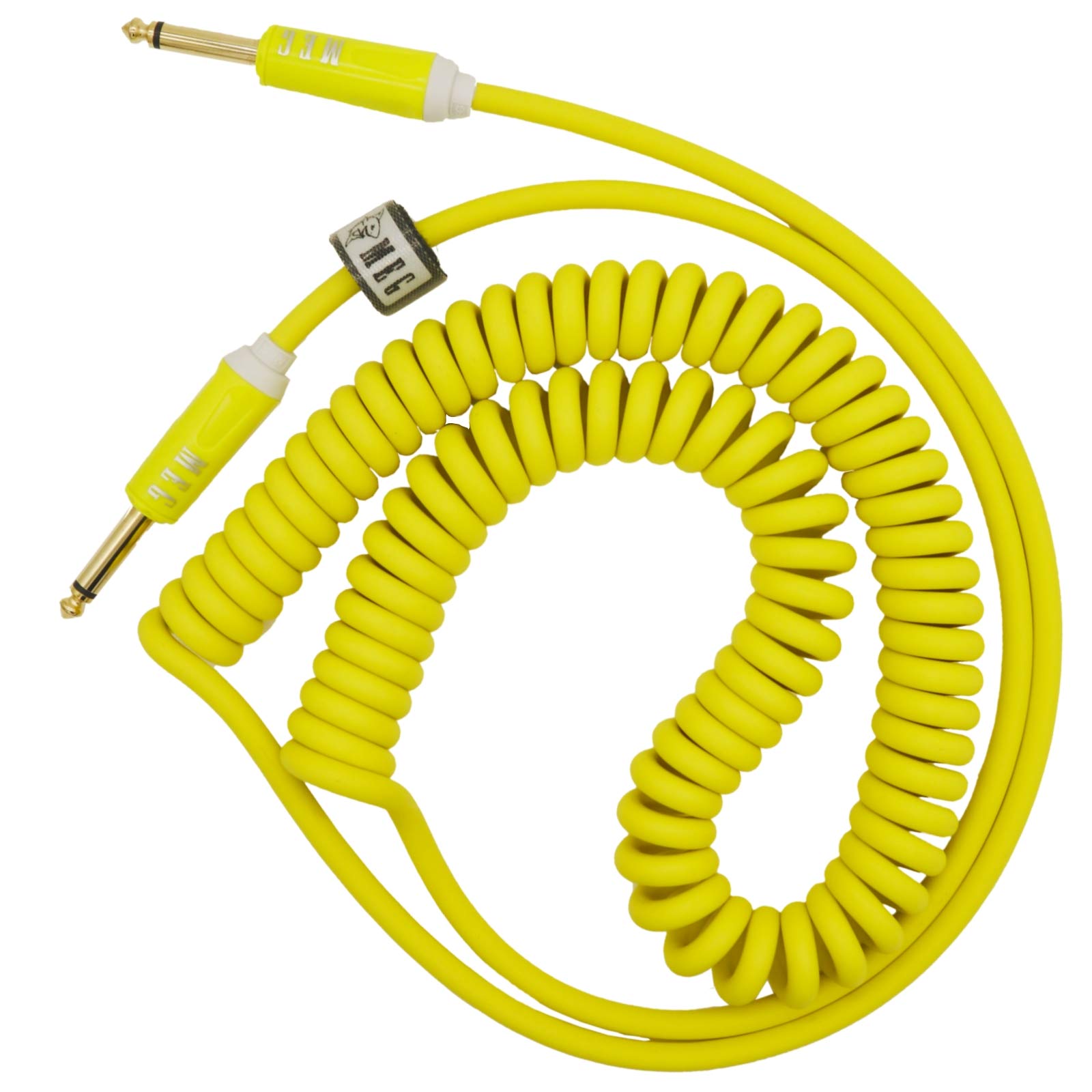 Aestivate Coiled Guitar Cable Electric Instrument Cable 10 Ft Curly Instrument Cable Coil Guitar Cable Stretchable Straight To Straight Dual Straight Plugs (Yellow)