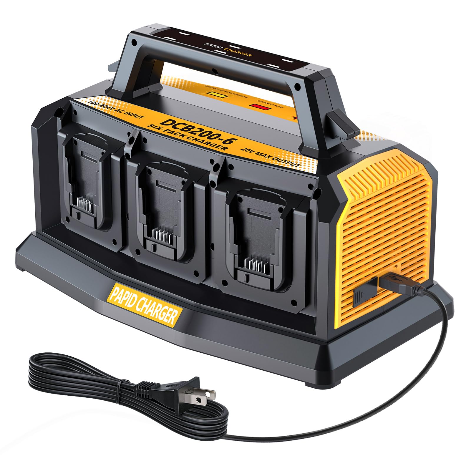 Mewryytuo Rapid Fast Charger Station 6 Port 20V MAX Battery Charger for Dewalt 20V MAX Battery, Multi Super Charge 6 Batteries S