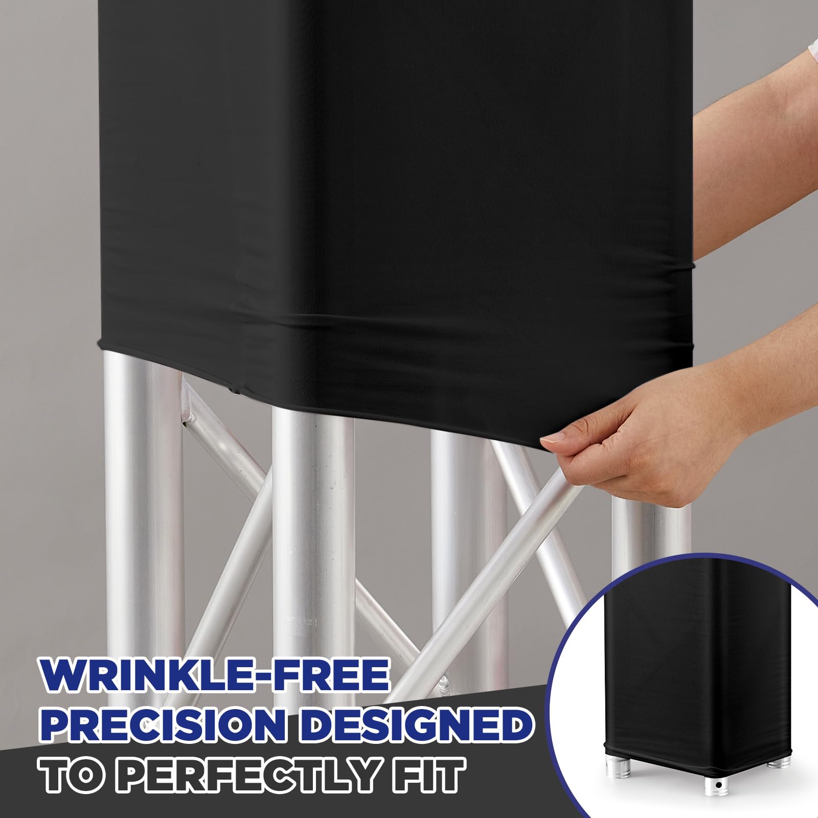 Hahafelt 2 Pcs Black Truss Cover Fits 8.2 Ft X 12 In Box Truss Scrim Elastic Fabric Seamless Integration Easy Installation Pull