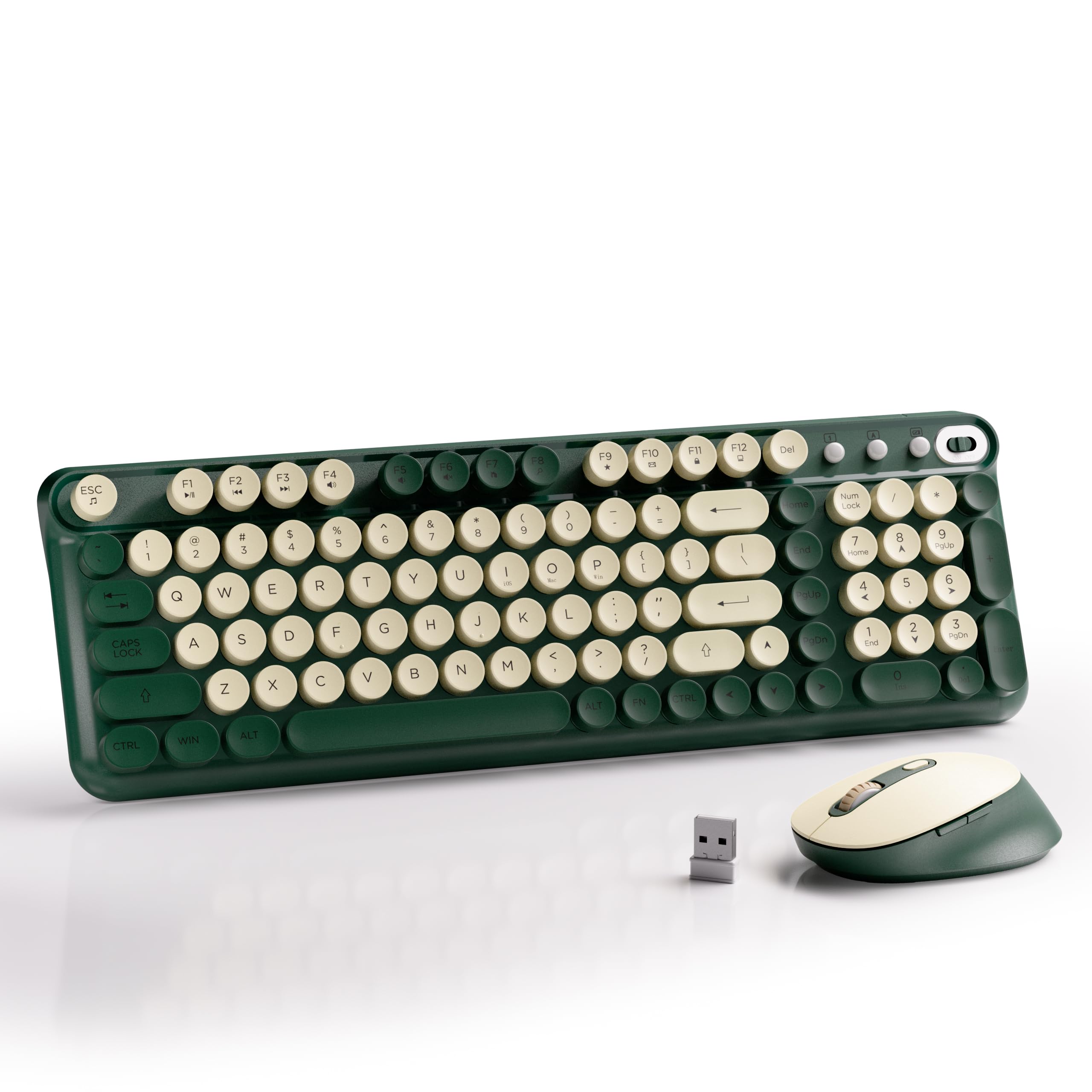 MPTOG Wireless Keyboard and Mouse Combo (Milk DarkGreen)