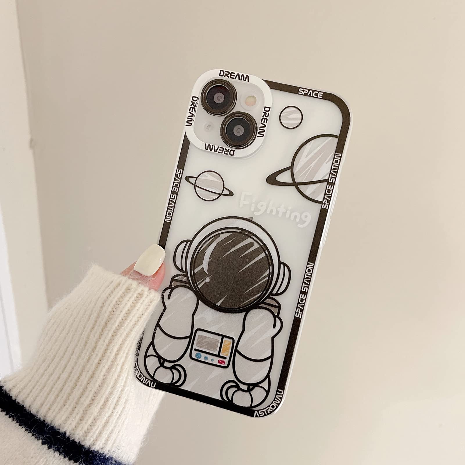 Yonds Queen For Iphone 11 Pro Max Cute Clear Case, Cool Cartoon Astronaut Space Planet Design Stylish Soft Tpu Bumper Shockproof