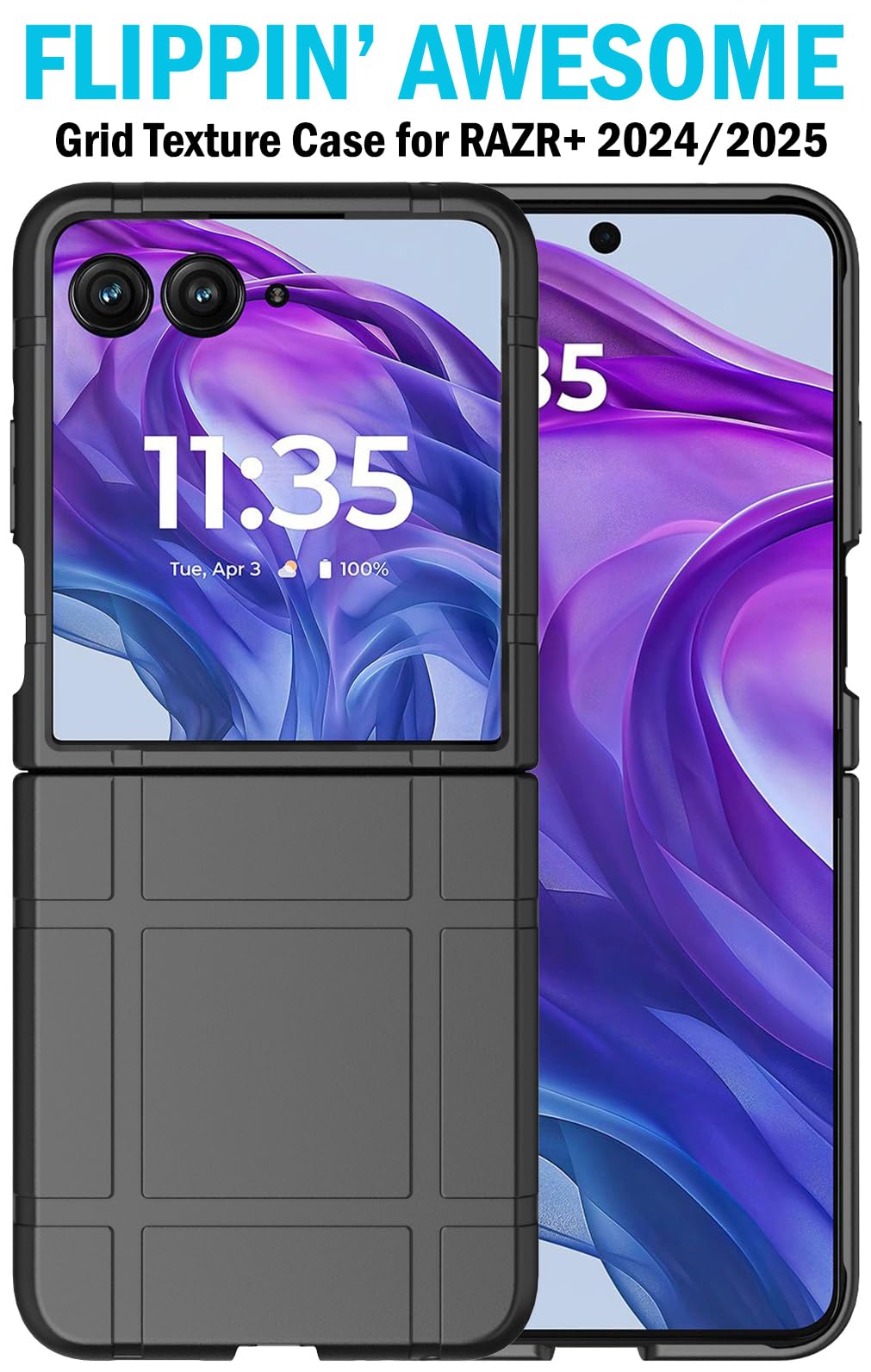 Case With Clip For Motorola Razr+ 2024/2025, Nakedcellphone Textured Slim Hard Shell Cover And [Rotating/Ratchet] Belt Hip Holst