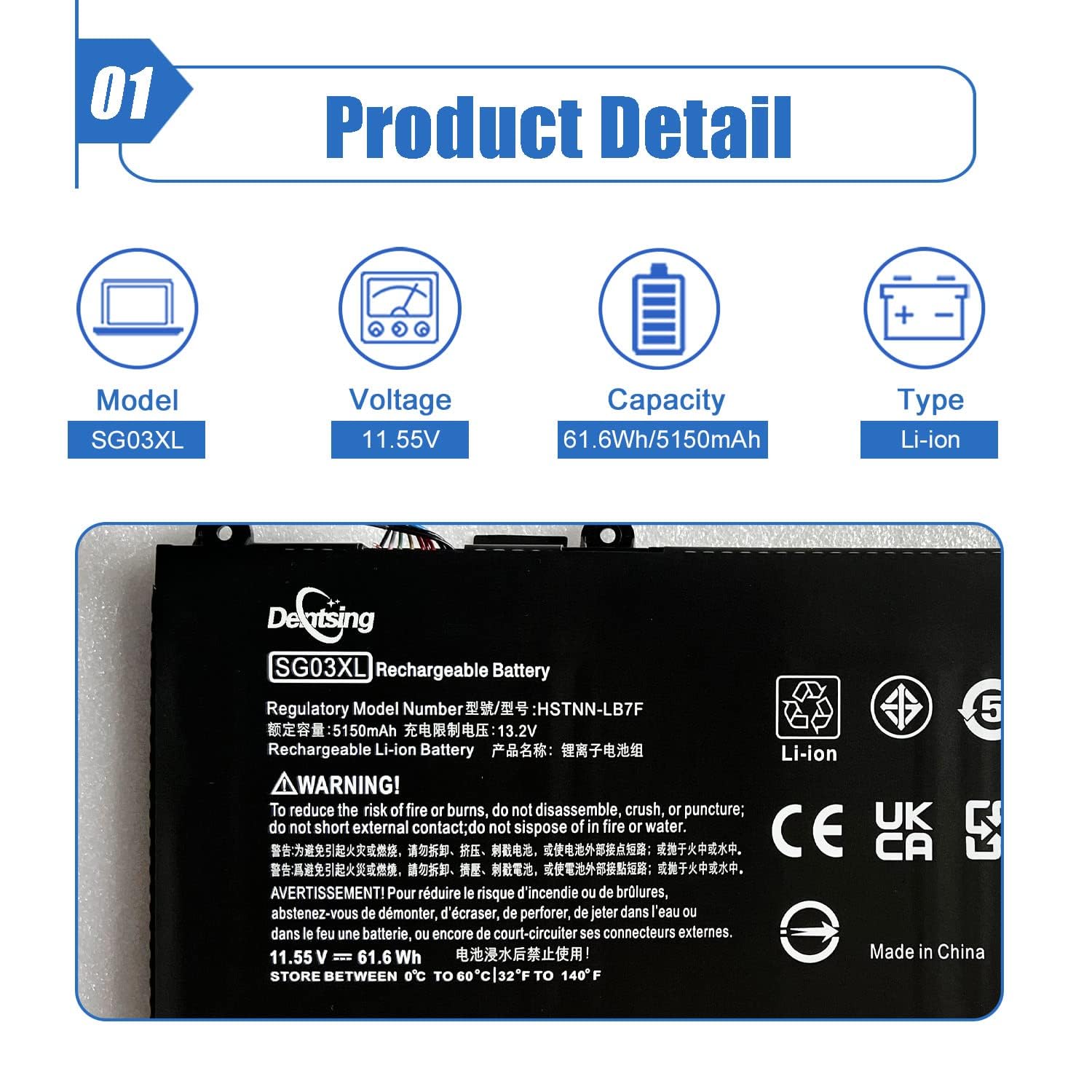 Dentsing Sg03Xl 849048 421 849314 850 Laptop Battery For Hp Envy M7 17T U100 Series M7 U109Dx M7 U009Dx 17 U011Nr W2K87Ua 17 U11