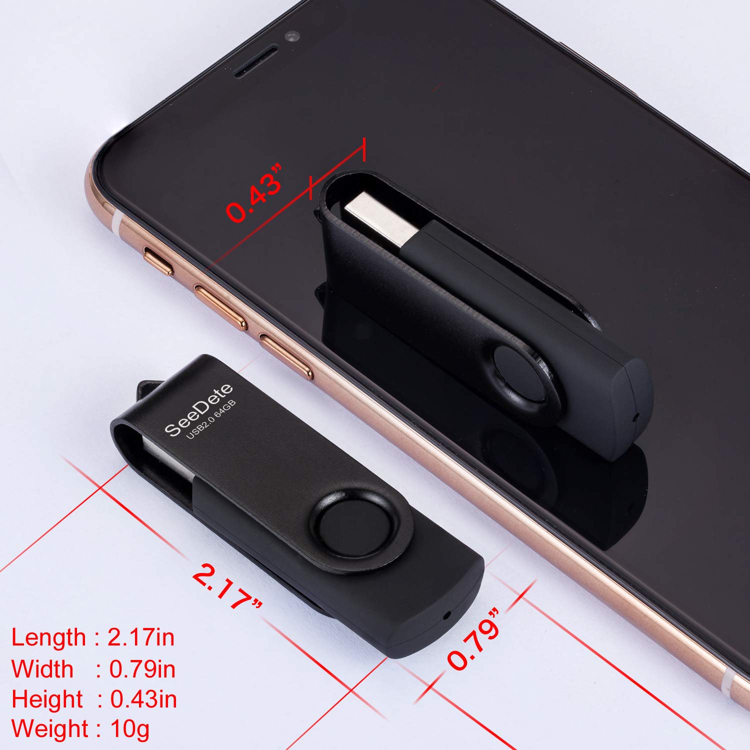 Seedete 64Gb Usb Flash Drives, Usb Stick, Thumb Drive Rotated Design, Memory Stick With Led Light For External Storage And Backu