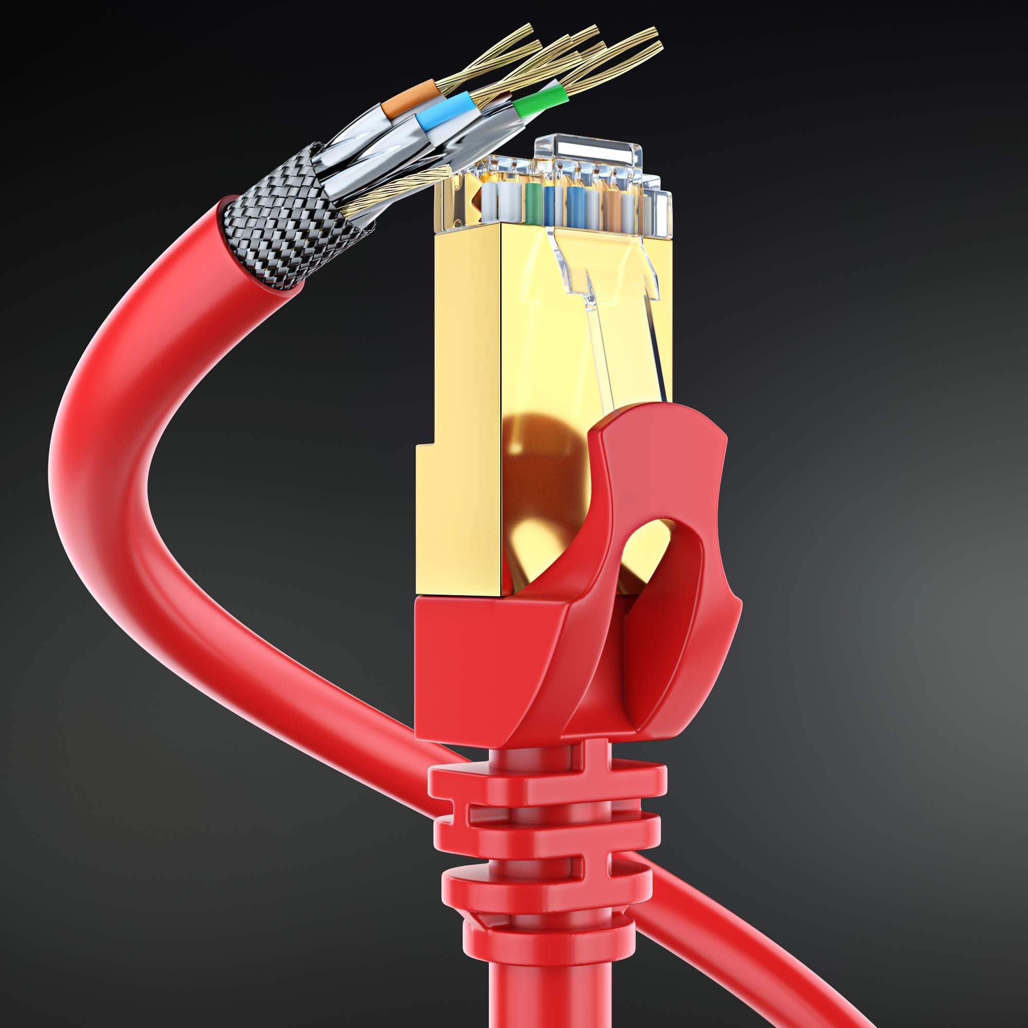 Cat 7 Ethernet Cable 12 Ft   High Speed Internet & Network Lan Patch Cable, Rj45 Connectors   12Ft / Red   Perfect For Gaming, Streaming, And More