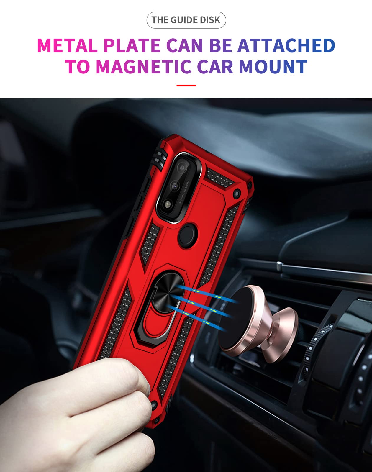 SKTGSLAMY Phone Case Cover for Moto G Pure / G Power 2022 Military Grade 16ft Drop Tested Magnetic Kickstand TPU Red