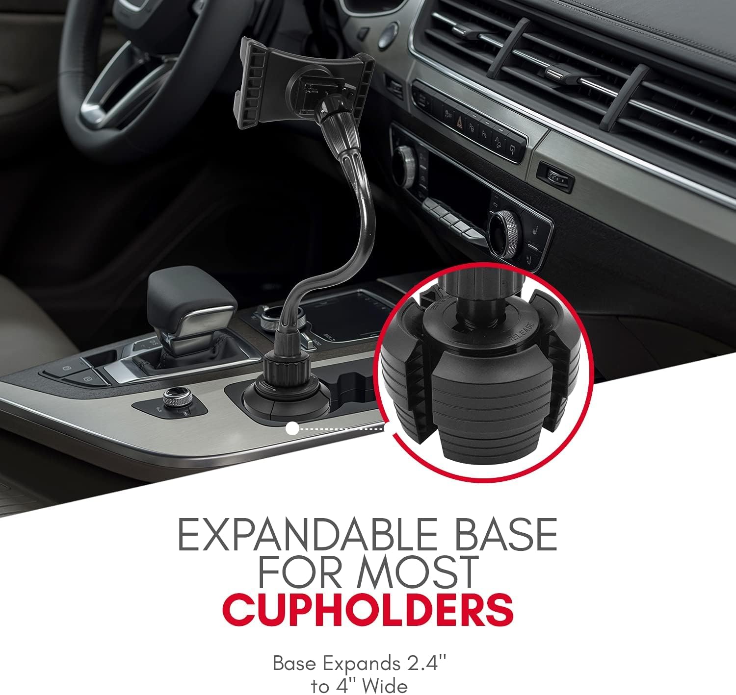 Cup Holder Tablet Mount, Macally Ipad Cup Holder Car Mount - 12 Flexible Gooseneck Ipad Car Mount - Tablet Holder For Truck, Car