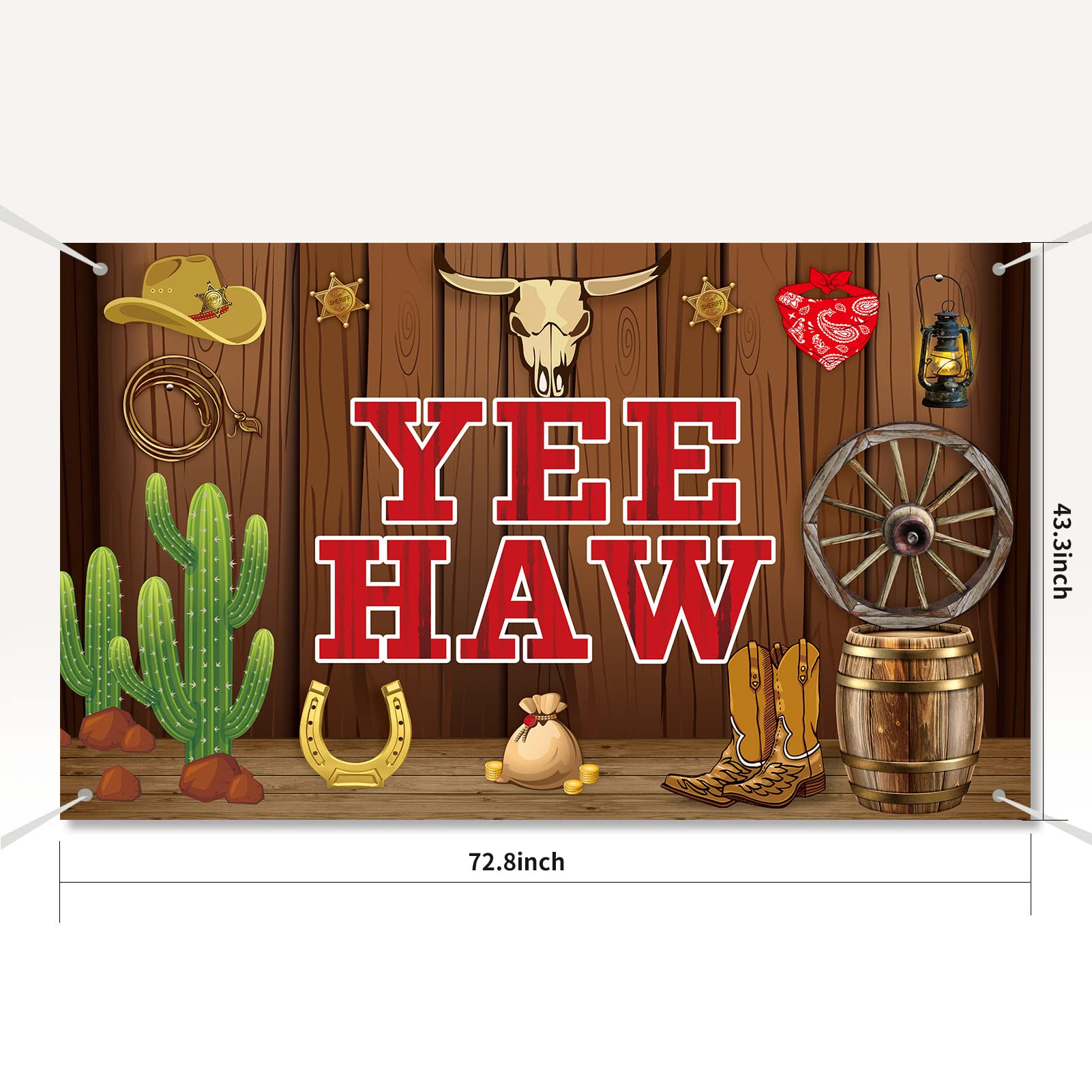 Western Cowboy Yee Haw Banner Backdrop Party Decorations, Western Theme Cowboy Theme Birthday Party Supplies, Wild West Cowboy B