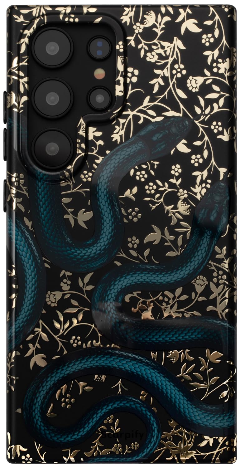 SCORPIFY Compatible with Samsung Galaxy S25 Ultra Case [Compatible with MagSafe] for Matte Black Double Snake Design, Cute Magne