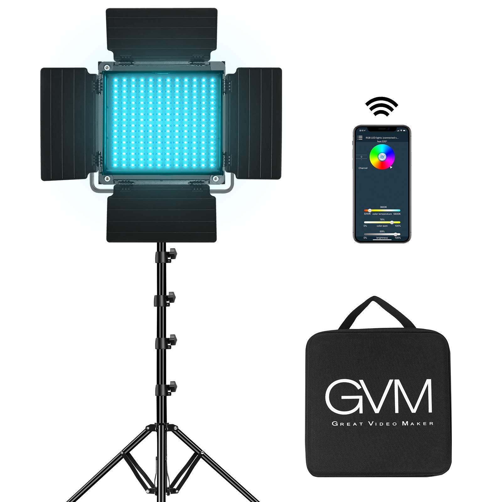 Gvm Rgb Led Video Light, 800D Studio Light With App Control Lighting Kit Photography Light 1 Pack With 8 Kinds Scene Lights, 320