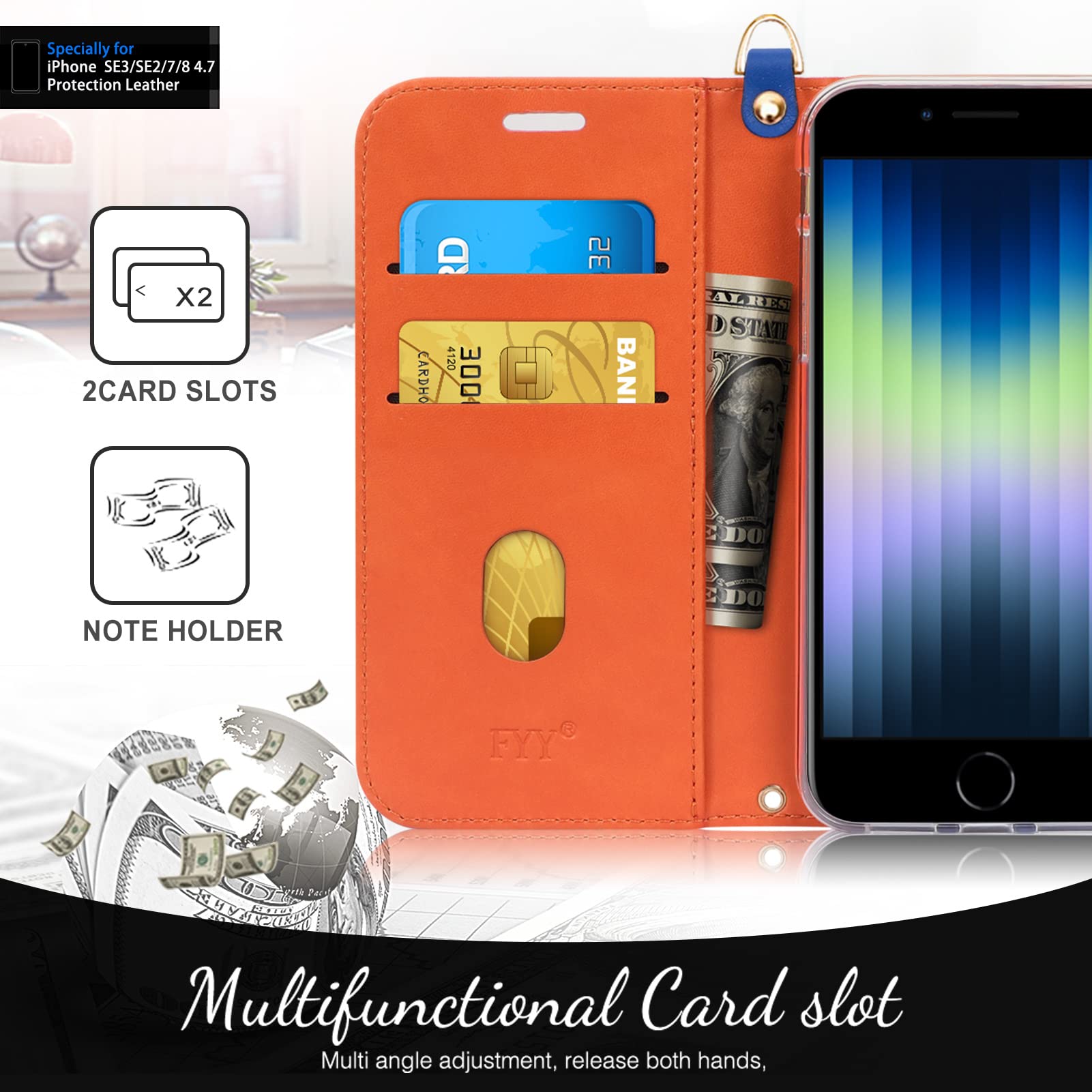 Fyy Designed For Iphone Se Case 2022 (3Rd Gen) / Iphone Se Case 2020 (2Nd Gen) / Iphone 7 Case/Iphone 8 Case, Luxury Pu Leather