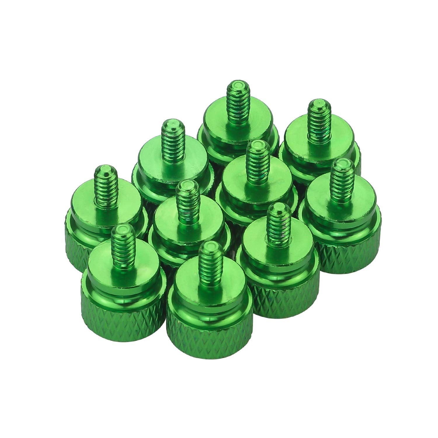 Favordrory 6# 32 Anodized Aluminum Thumbscrews, Computer Case Thumbscrews, Thumb Screws, Green, 10 Pcs