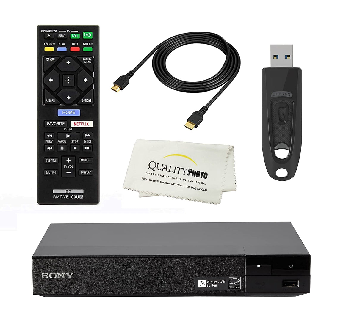 Sony Bdp Bx370 Blu Ray Disc Player With Built In Wi Fi And Hdmi Cable With Ultra Usb Flash Drive 64Gb