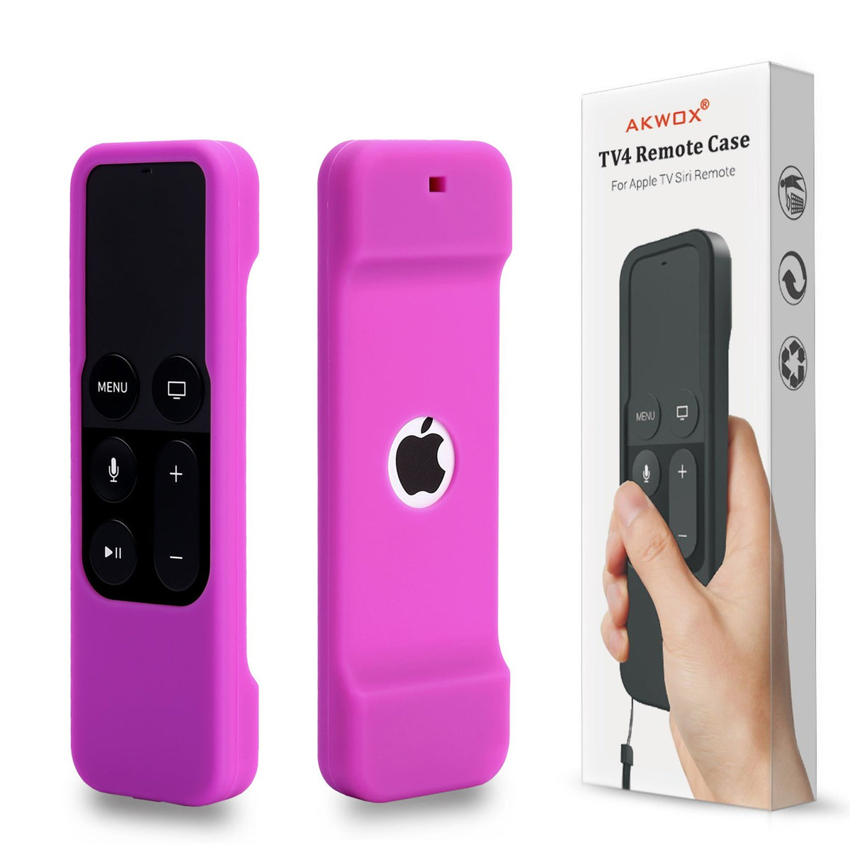 Remote Case for Apple Tv 4th 5th Generation, Akwox Apple TV Siri Remote Cover Case with Lanyard (Purple) -not for New Apple 4k TV Series 6th Gen 2021