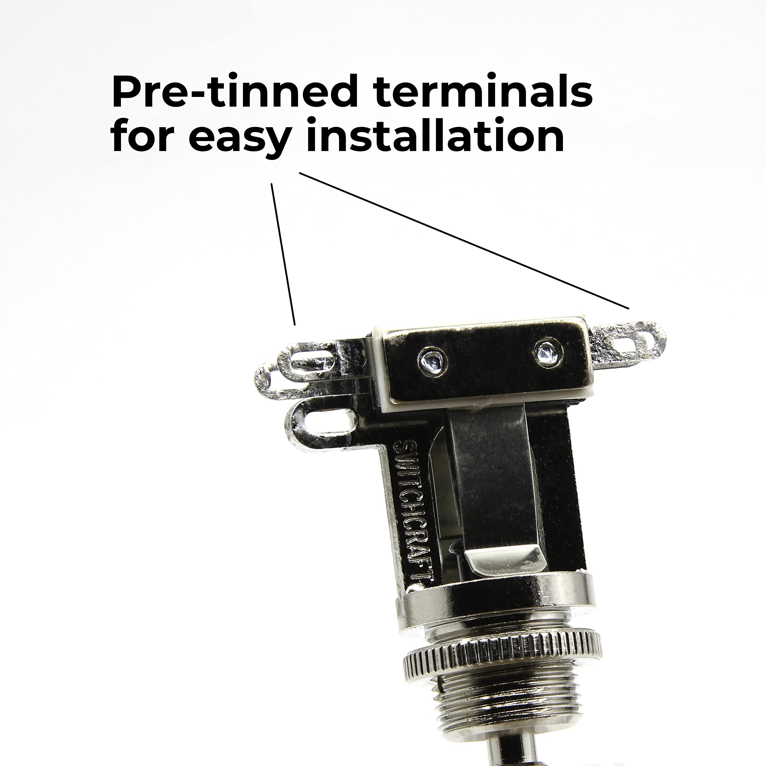 Switchcraft 3 Way Toggle Switch W/Genuine Tip, Short Toggle For Les Paul Electric Guitar (Black Tip)