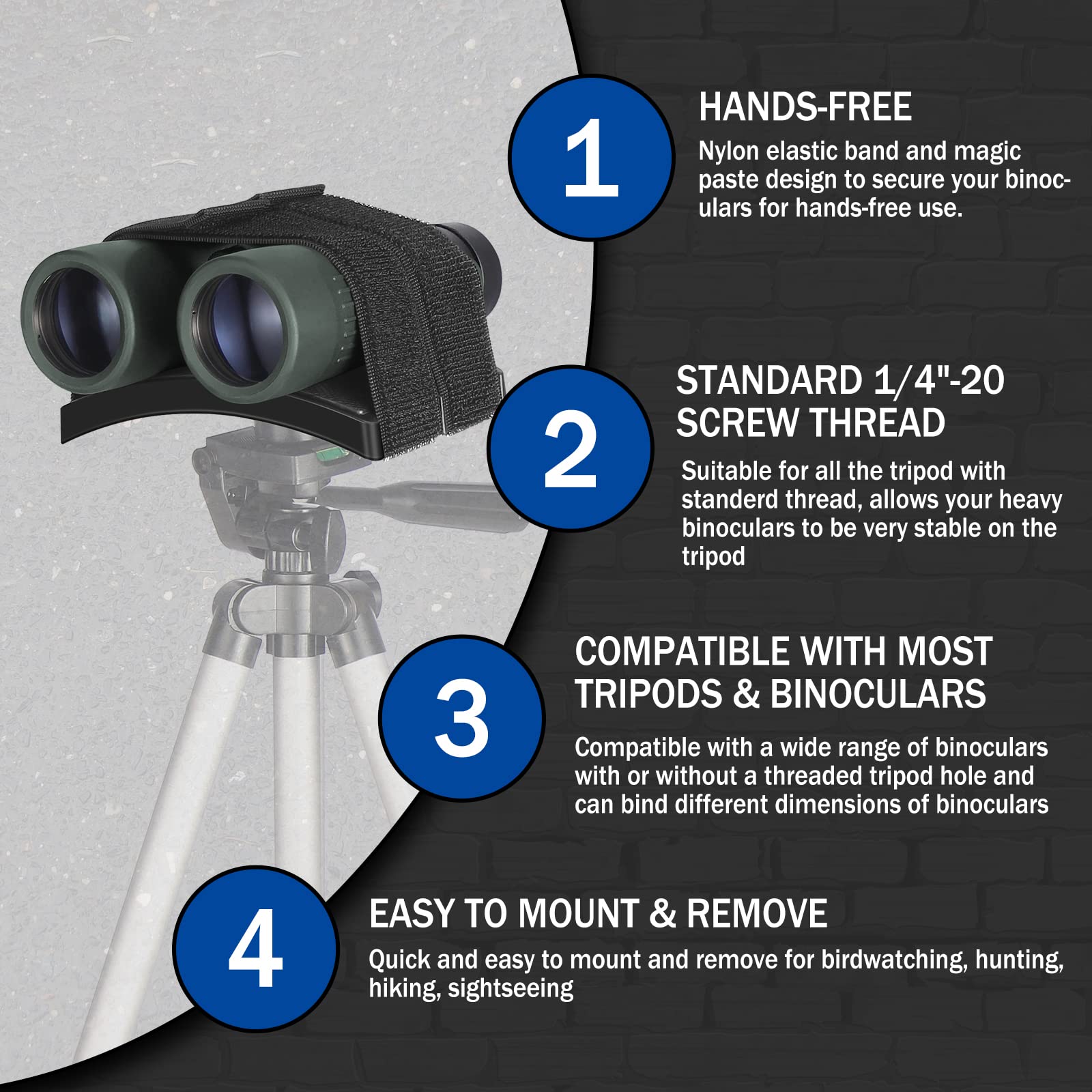 Celticbird Universal Binocular Tripod Mount  1/4 20   For Stable Connecting Binocular And Tripod   Compatible With Most Tripods
