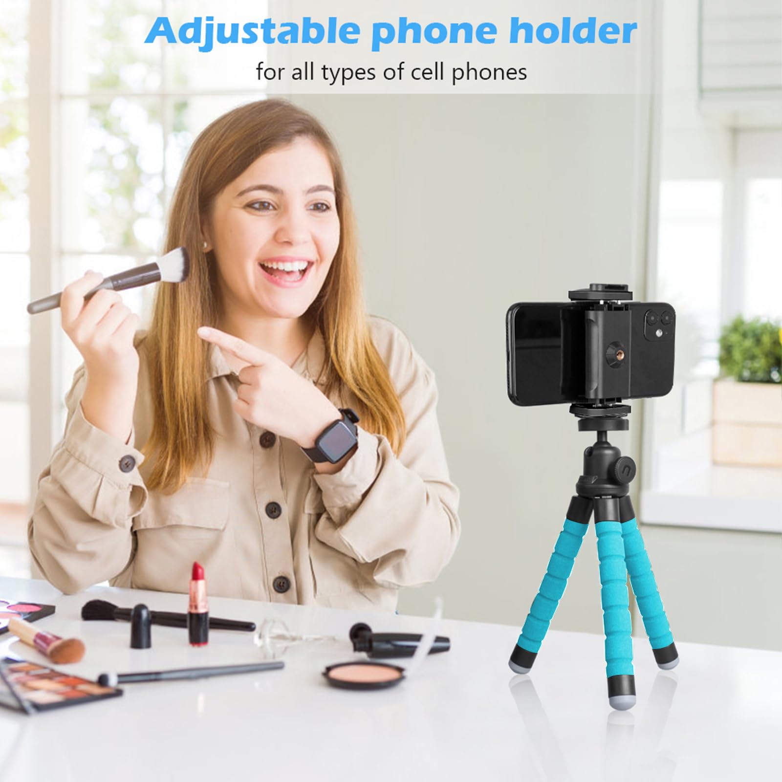 Ubeesize Phone Tripod, Portable And Flexible Tripod With Wireless Remote And Clip, Cell Phone Tripod Stand For Video Recording B