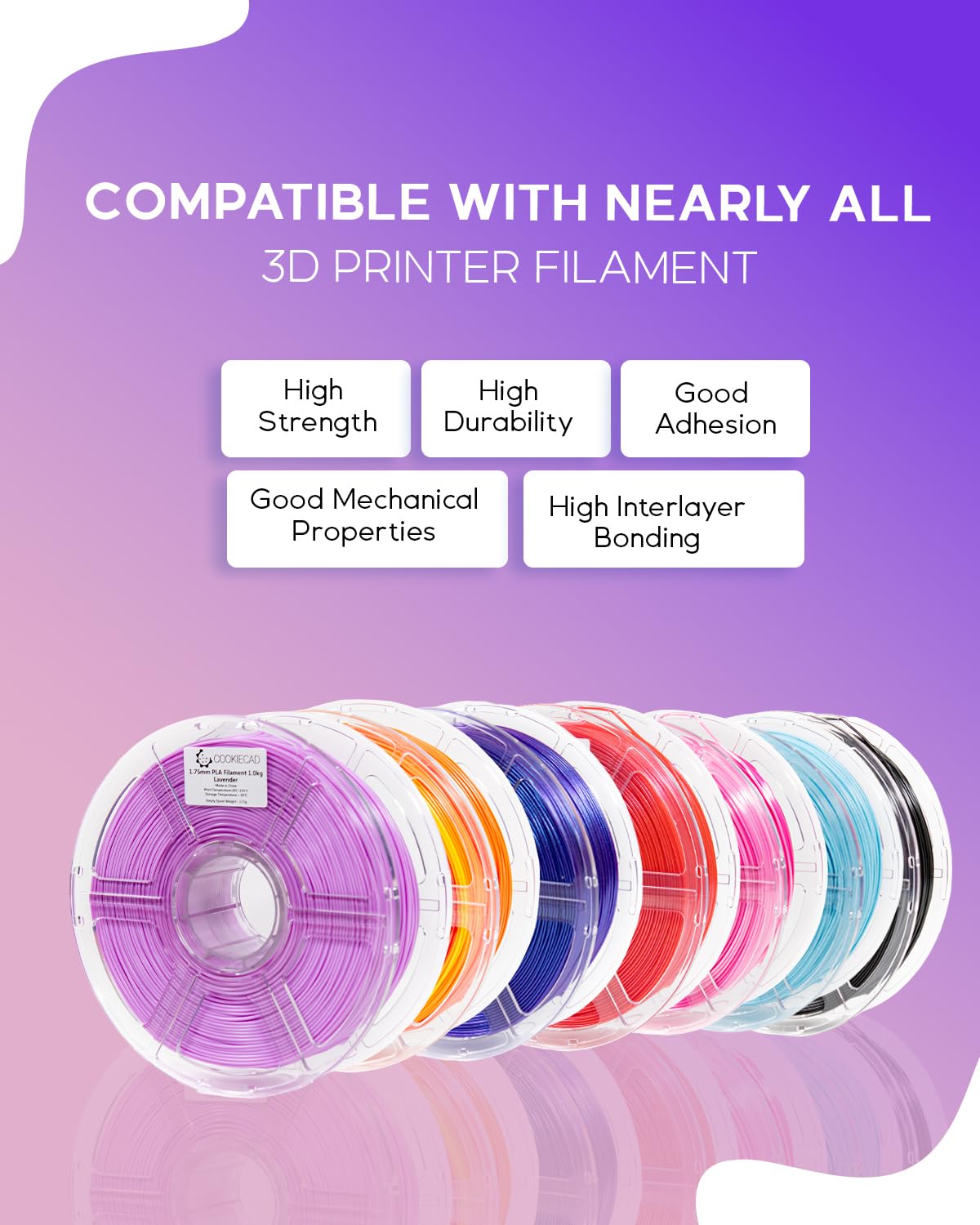 Cookiecad Lavender Pla 3D Printer Filament 1.75Mm 1Kg