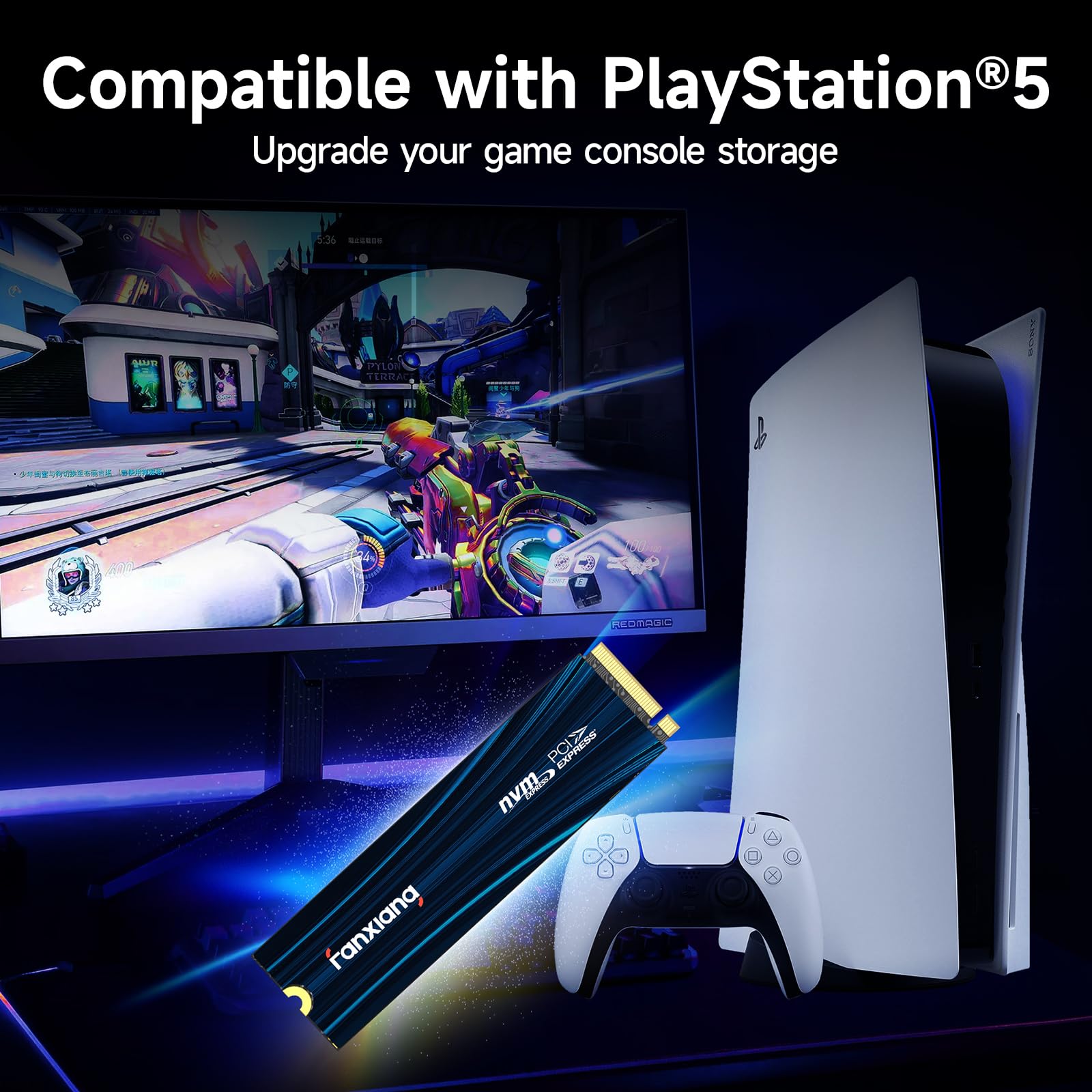 Fanxiang 4Tb Pcie Nvme Ssd Gen 4 Gaming Ssd M.2 2280, Up To 7300Mb/S Compatible With Ps5, Internal Solid State Drive For Gamers,