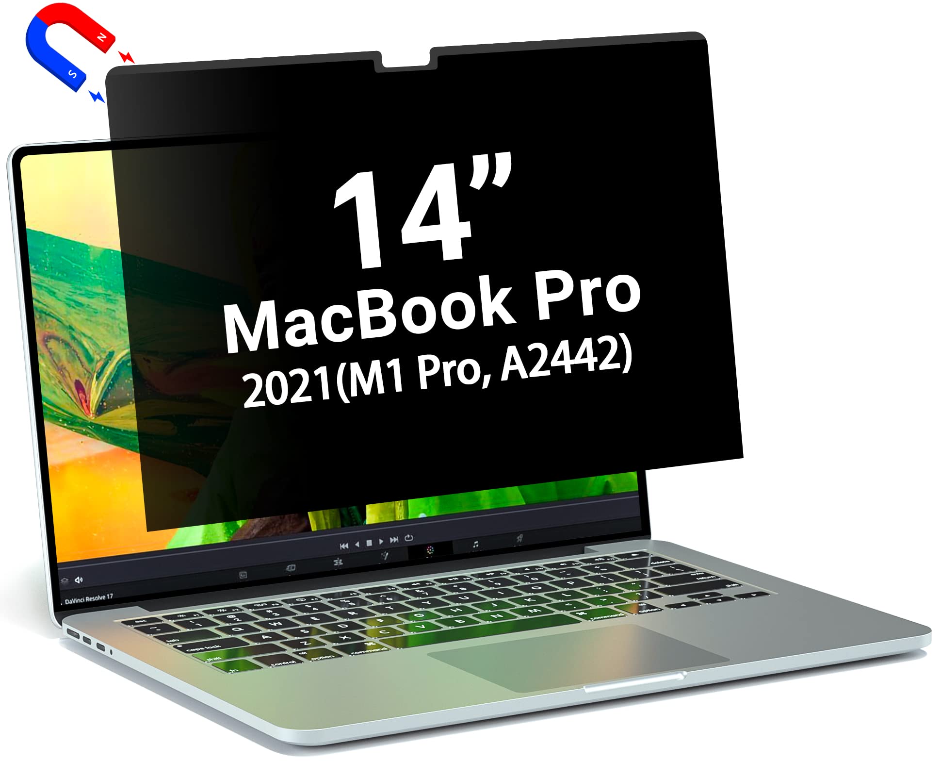 Pys Privacy Screen For Macbook Pro 14 Inch (2021 2023, M1, M2, M3), Magnetic Privacy Screen Protector For Mac 14.2'' (A2779/A244