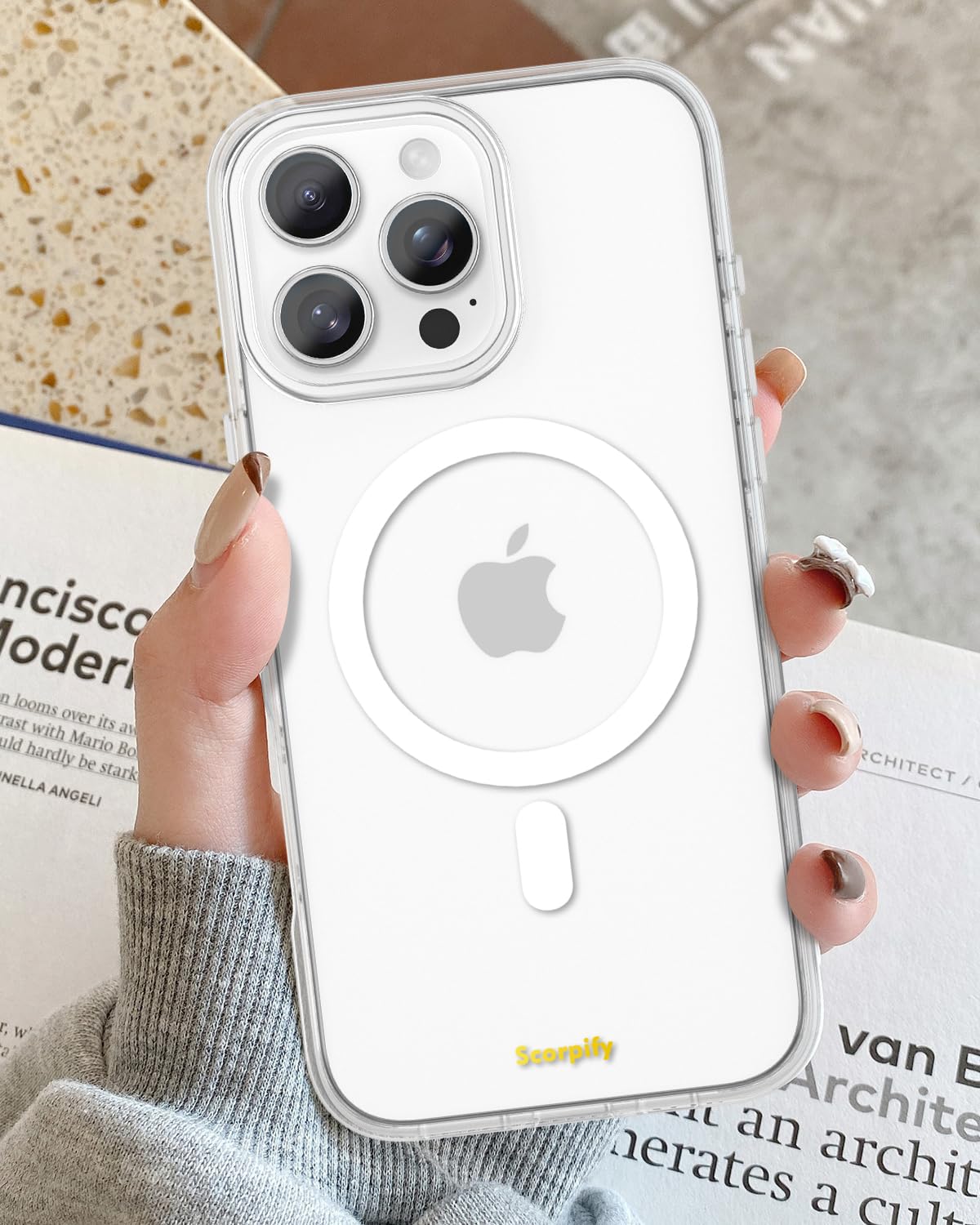 Scorpify For Iphone 16 Pro Max Case [Compatible With Magsafe] With Magnetic Clear Design, [Non Yellowing] Shockproof Phone Cover