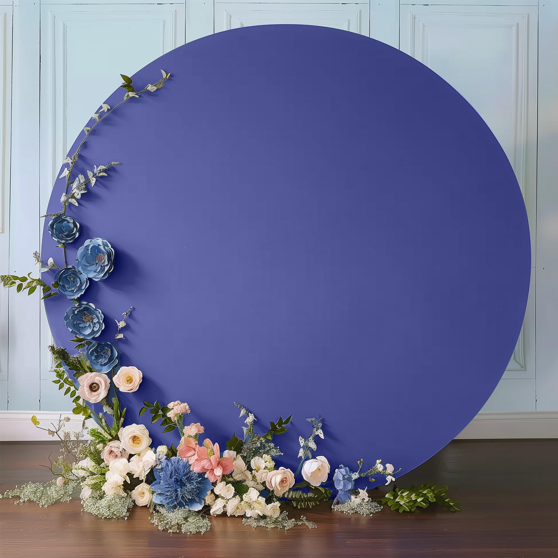 Haefoo 7.2Ft Navy Blue Round Backdrop Cover For 5 To 7.2Ft Circle Arch Stand   Adjustable Wrinkle Free Circle Backdrop Cover For