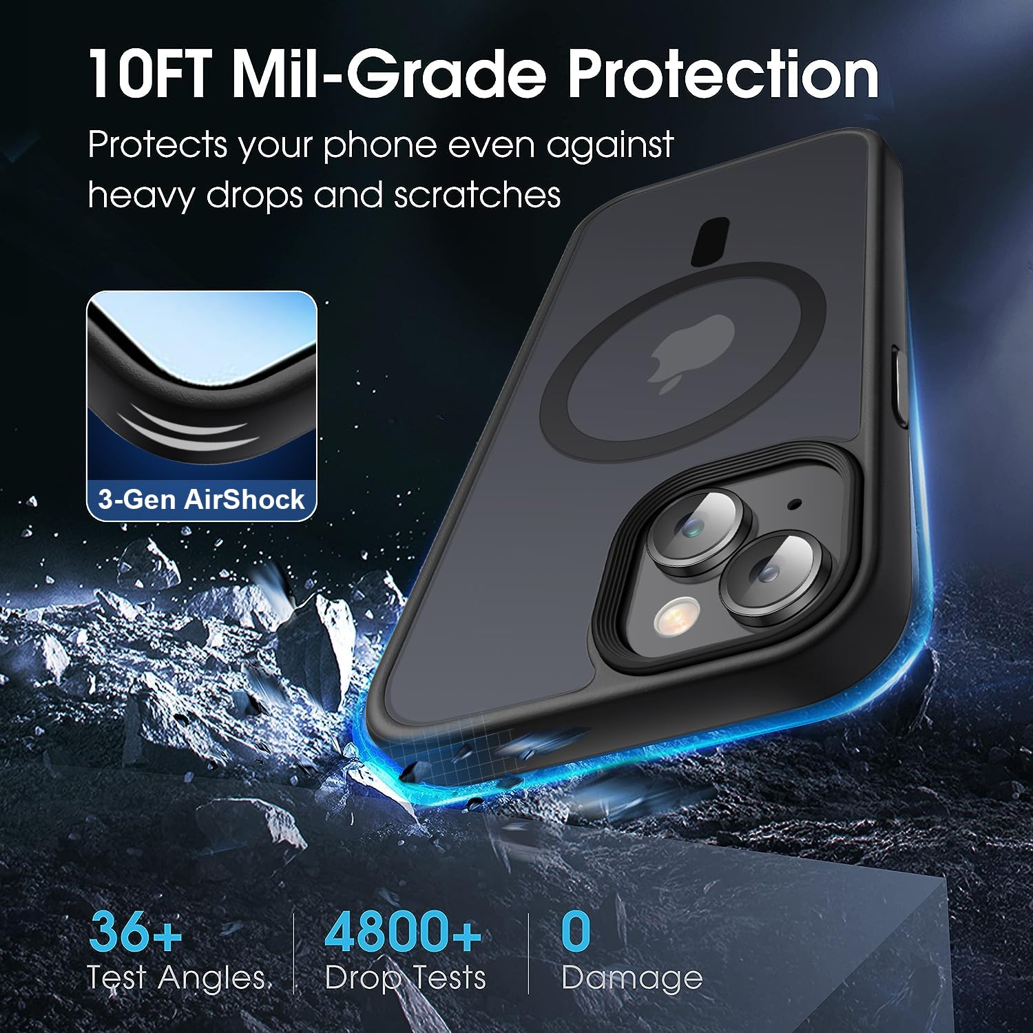 Yzoiko Strong Magnetic Case For Iphone 15 Case [10Ft Grade Drop Tested & Compatible With Magsafe] Translucent Anti Fingerprint A