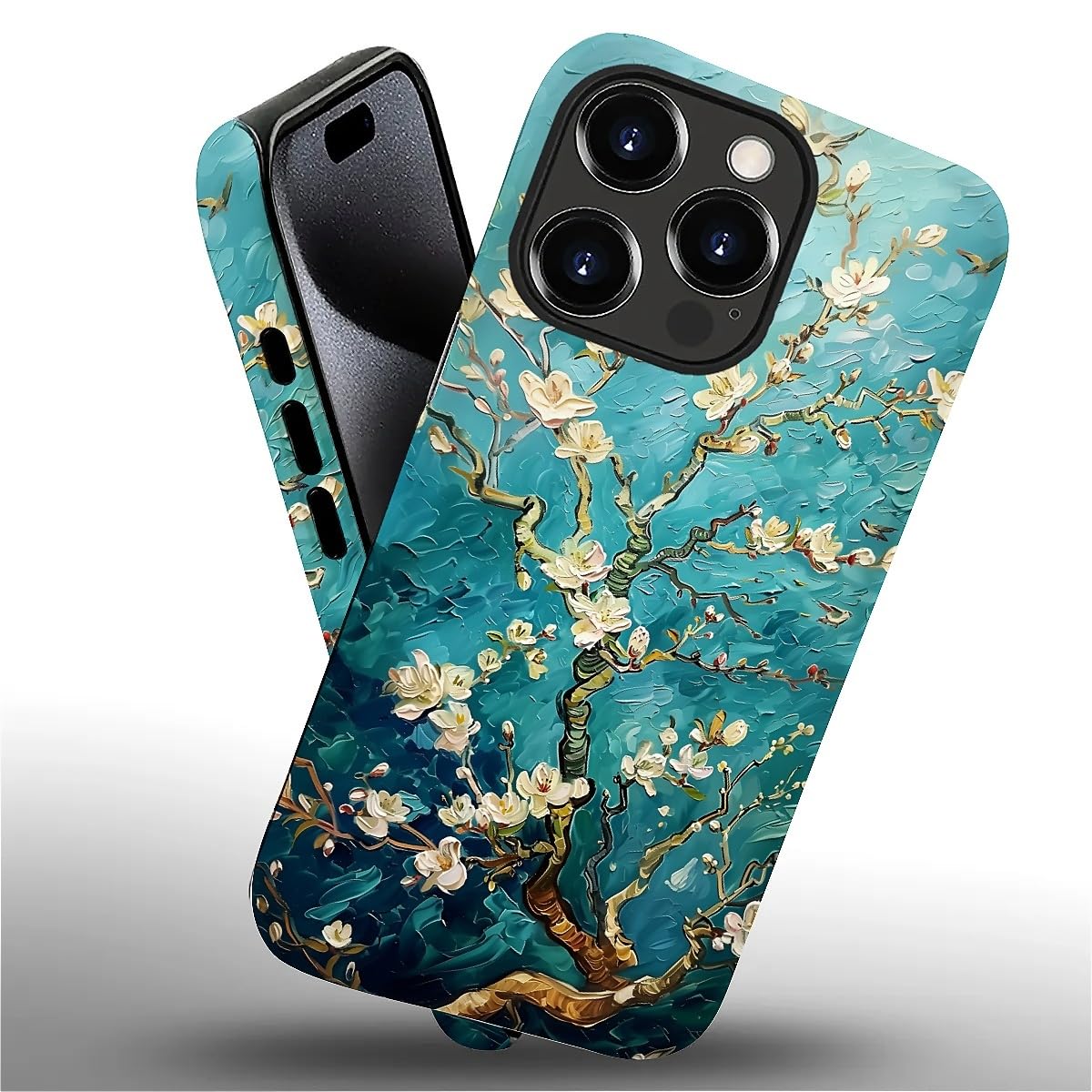 Goodsprout Case Compatible With Iphone 16 Pro Max, Oil Painting Floral Printing Girl Hybrid 2-Layer Hard Shell + Silicone Protec