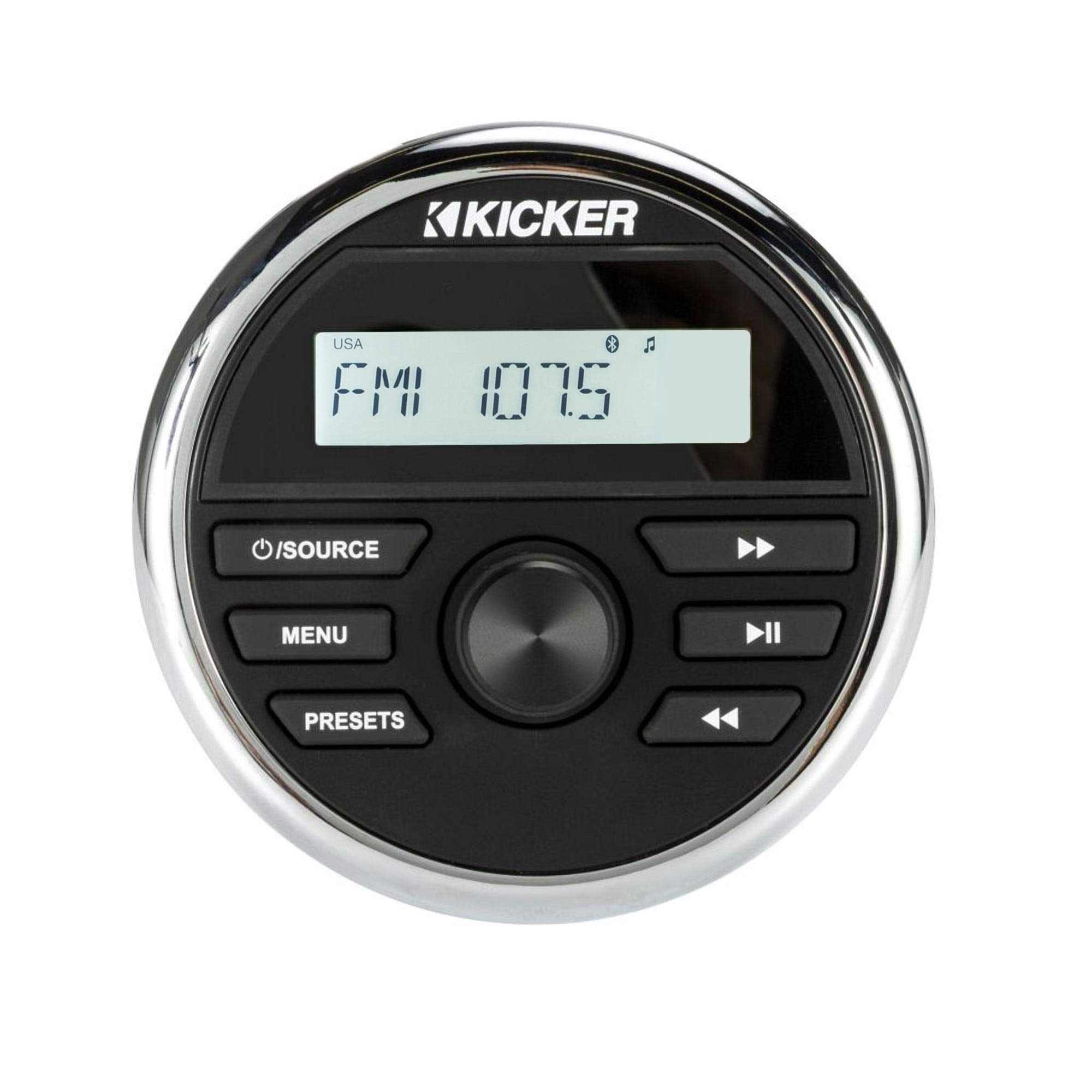 Kicker 46Kmc2 Weather Resistant Gauge Style Media Center With Bluetooth