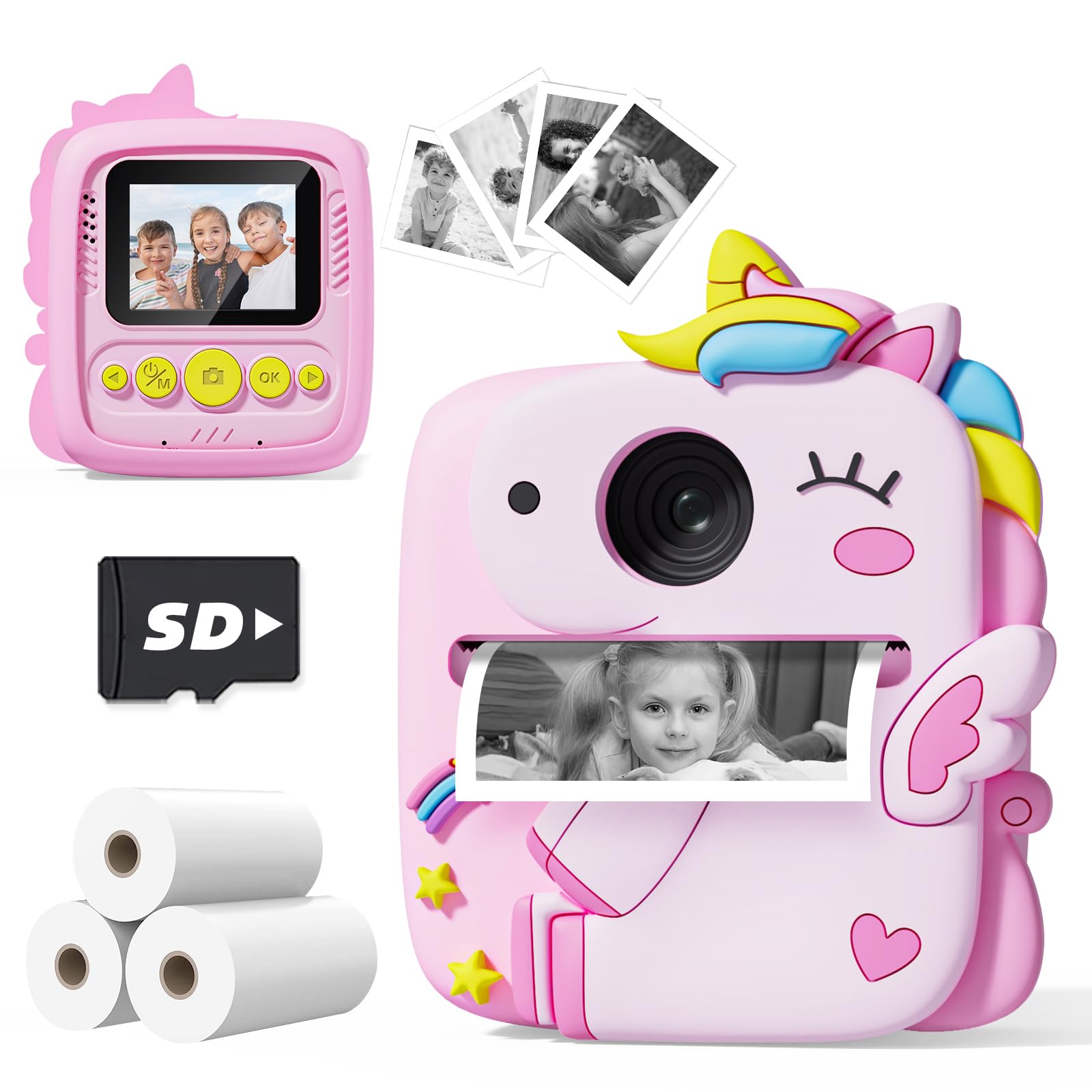 Prysyedawn Instant Print Camera For Kids, Christmas Birthday Gifts For 3 8 Year Old Boys Girls, 1080P Kids Digital Camera Toys F