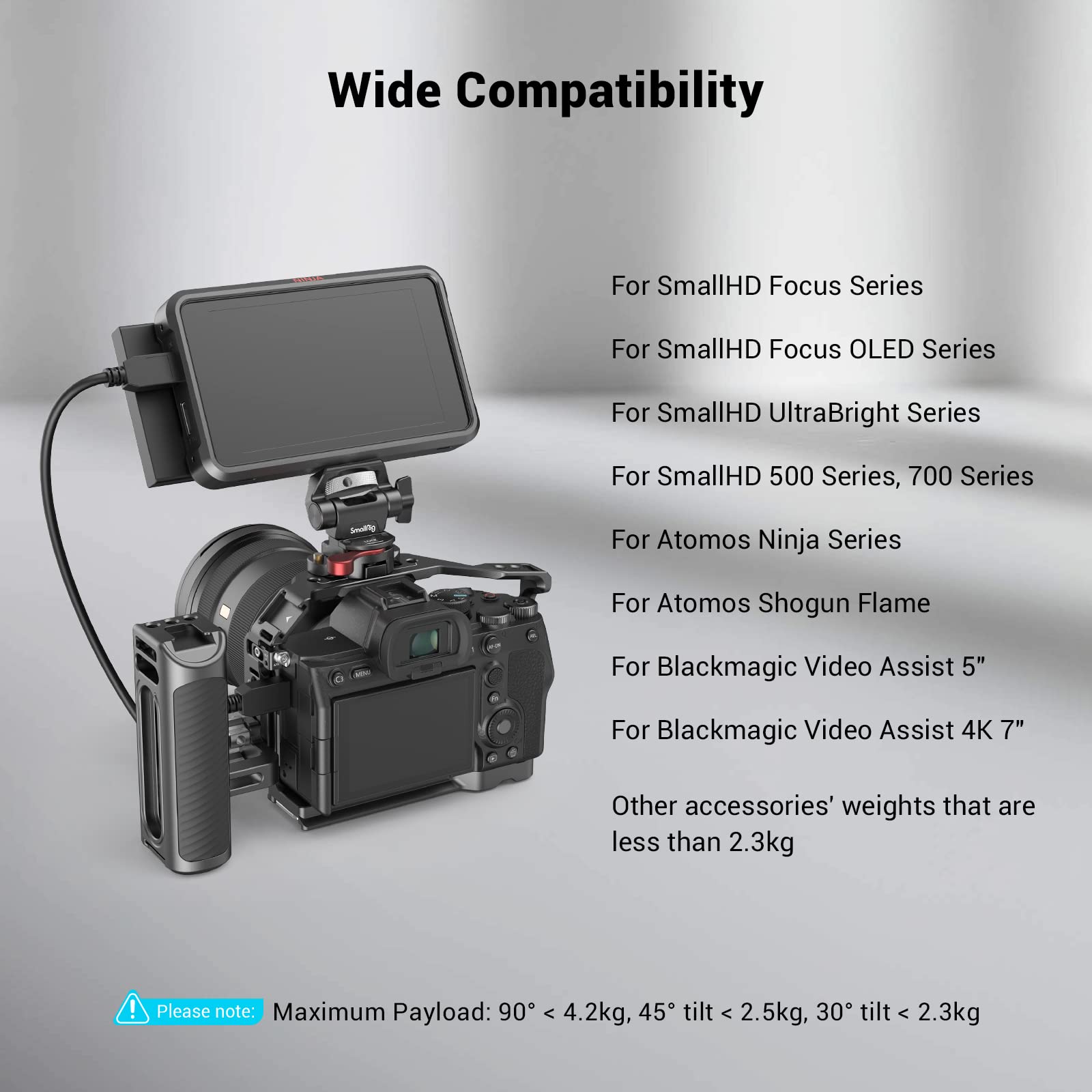 Smallrig Field Monitor Mount With Nato Clamp, Camera Monitor Holder For 5    And 7    Monitor, Swivel And Tilt Adjustable - 2906