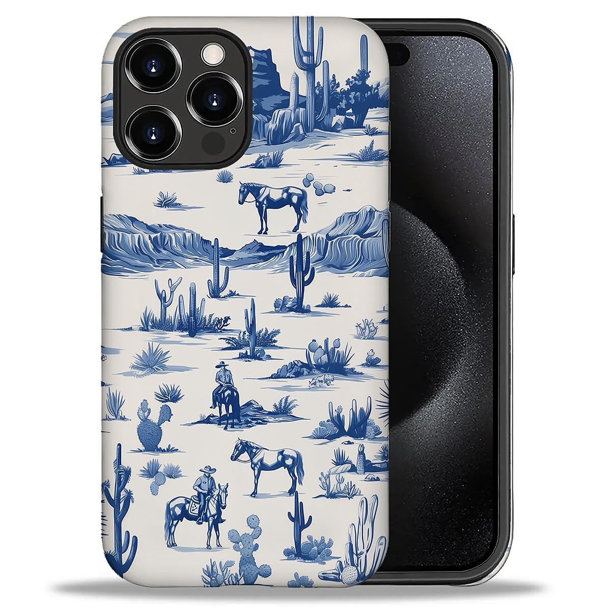 Fkbrcl4U For Iphone 16 Pro Case, Hybrid 2-Layer Silicone Protective Matte Case For Girl Women Western Cowboy Horse Cow Desert Ca