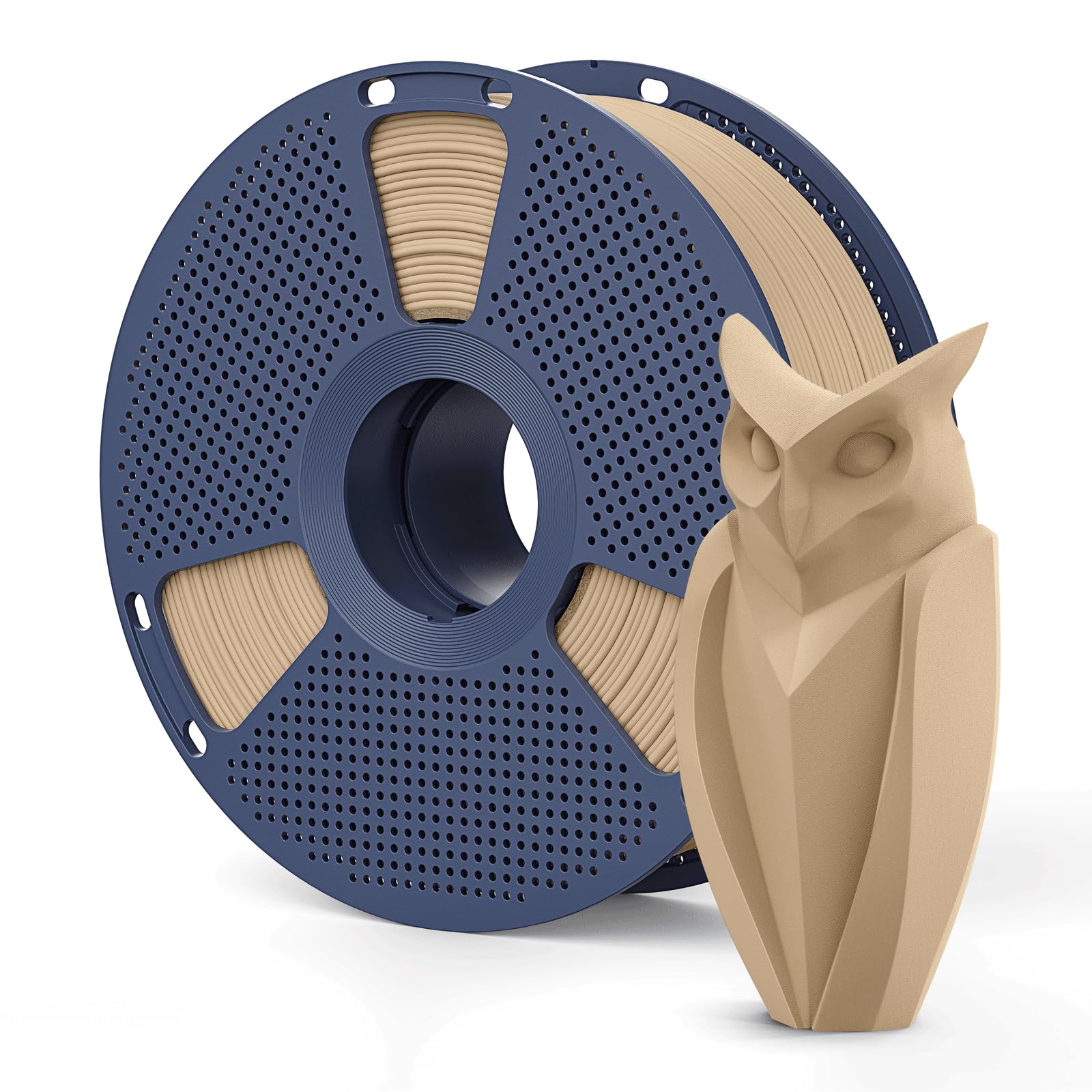 Real Wood Fiber PLA Filament 1.75mm Light Brown Color, Natural Matte Texture, Reduced Clogging, Easy to Print, 1kg(2.2lbs) SUNLU