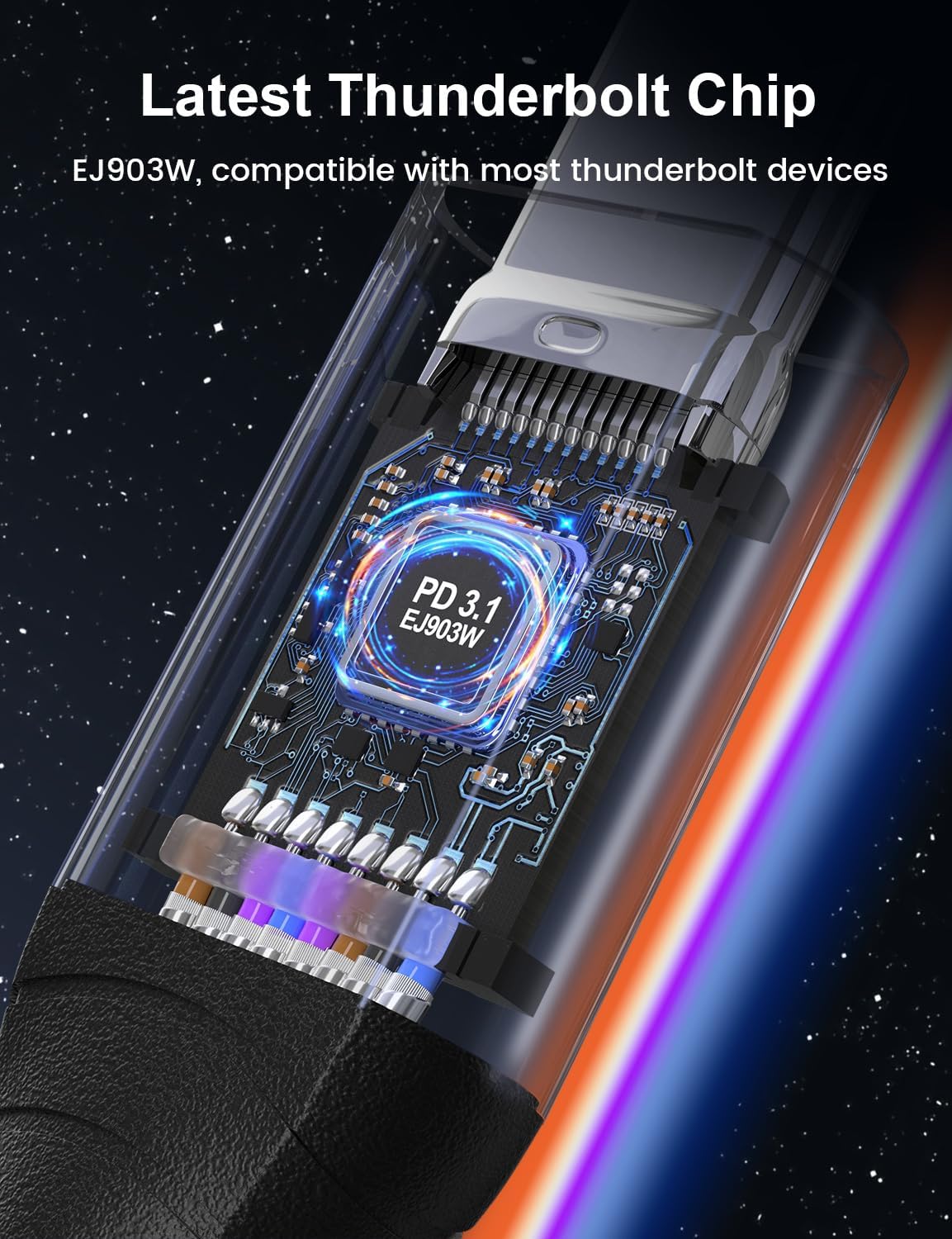 Xaosun 240W Usb 4 Cable For Thunderbolt 4, 4.6Ft Right Angle Thunderbolt 4 Cable 90 Degree, 240W Usb C To Usb C Cable With 40Gbp