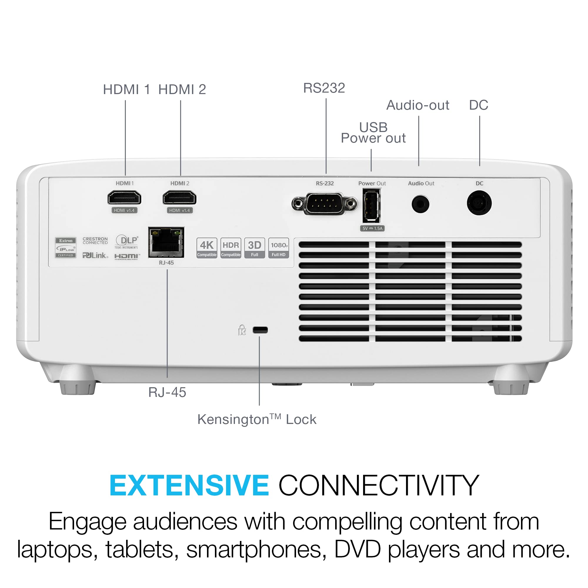Optoma Gt2100Hdr Compact Short Throw Laser Home Theater And Gaming Projector, 1080P Hd With 4K Hdr Input, Bright 4,200 Lumens Fo