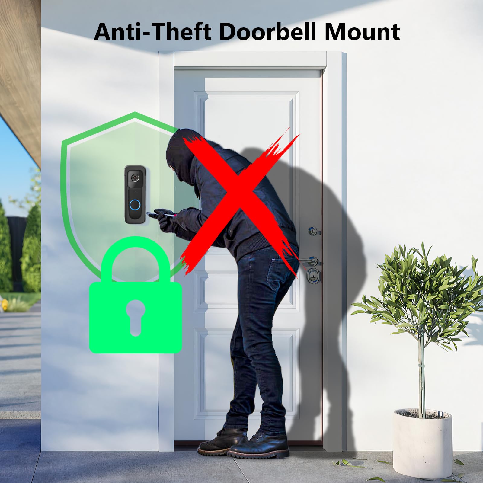 Anti Theft Blink Doorbell Mount For Blink Video Doorbell, Adhesive No Drill Doorbell Mounting Bracket For Apartment, Home, Rente