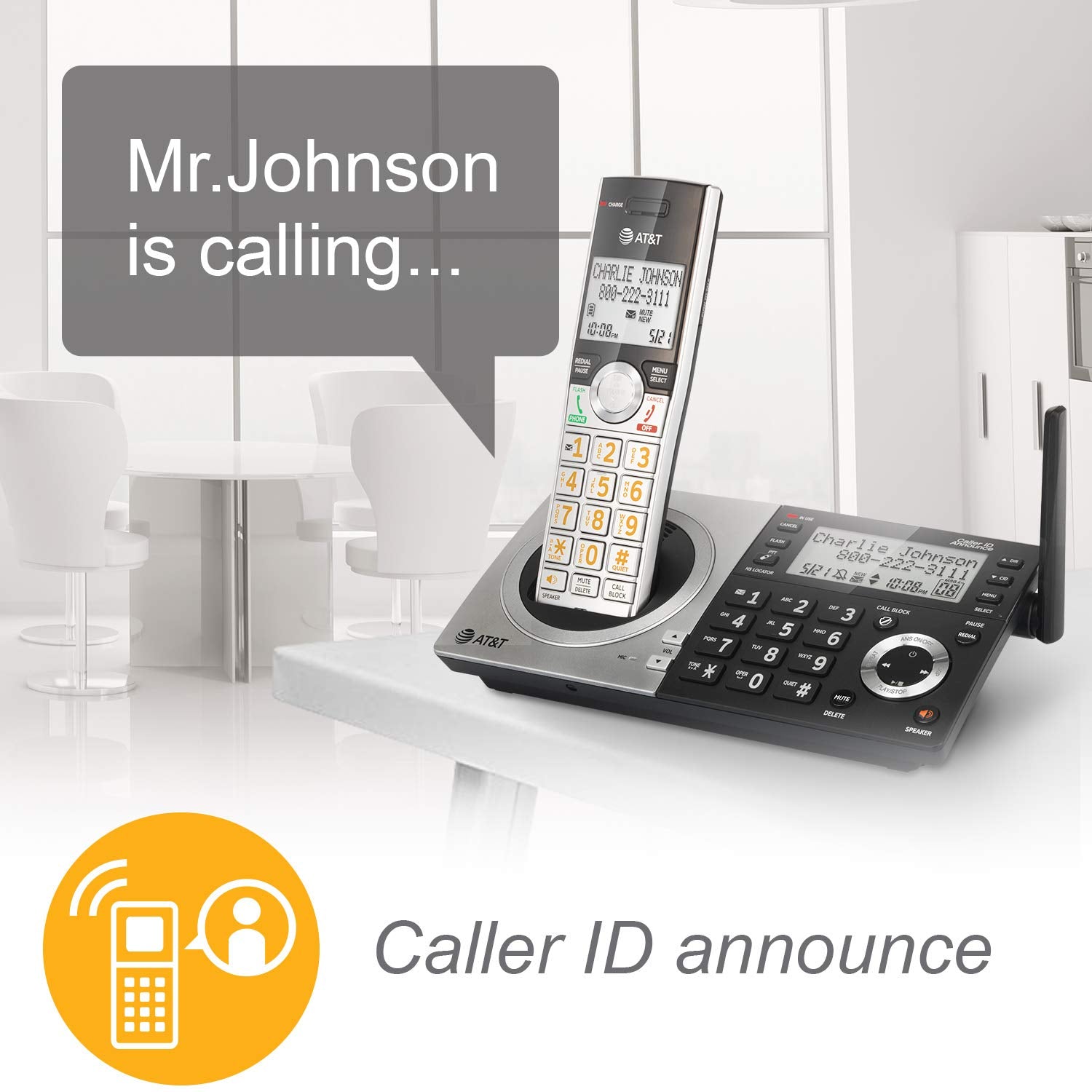 At&T Cl83507 Dect 6.0 5 Handset Cordless Phone For Home With Dual Keypad Base, Answering Machine, Call Blocking, Caller Id Annou