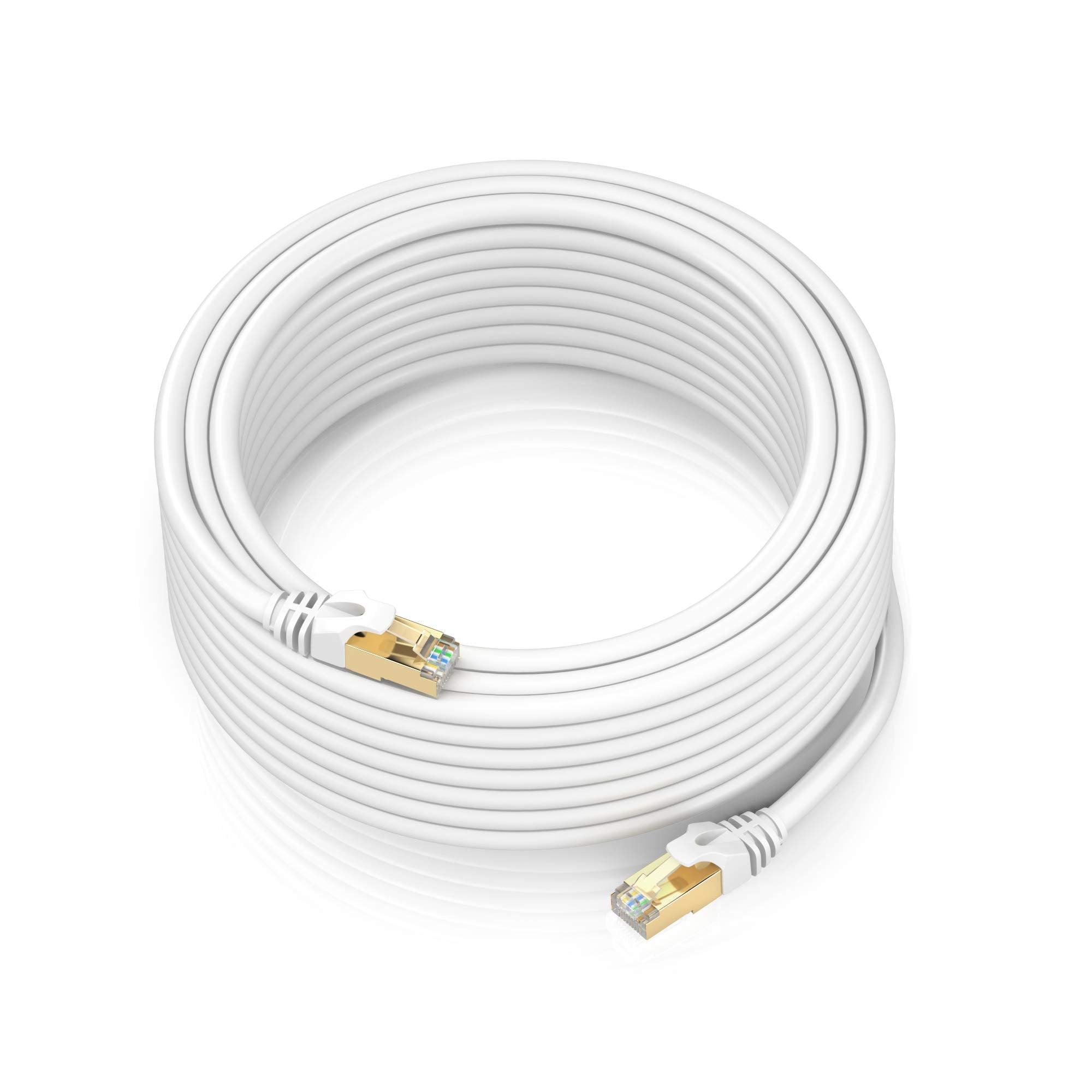 Cat 7 Ethernet Cable 100 Ft   High Speed Internet & Network Lan Patch Cable, Rj45 Connectors   100Ft / White   Perfect For Gaming, Streaming, And More