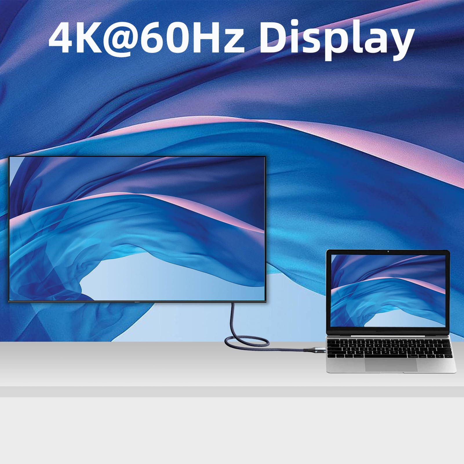 Talmosal 100W For Thunderbolt 4 Cable 15 Ft, Support 4K@60Hz 20Gbps With Pd Fast Charging For Iphone 15 Pro/15 Pro Max, Thunderb