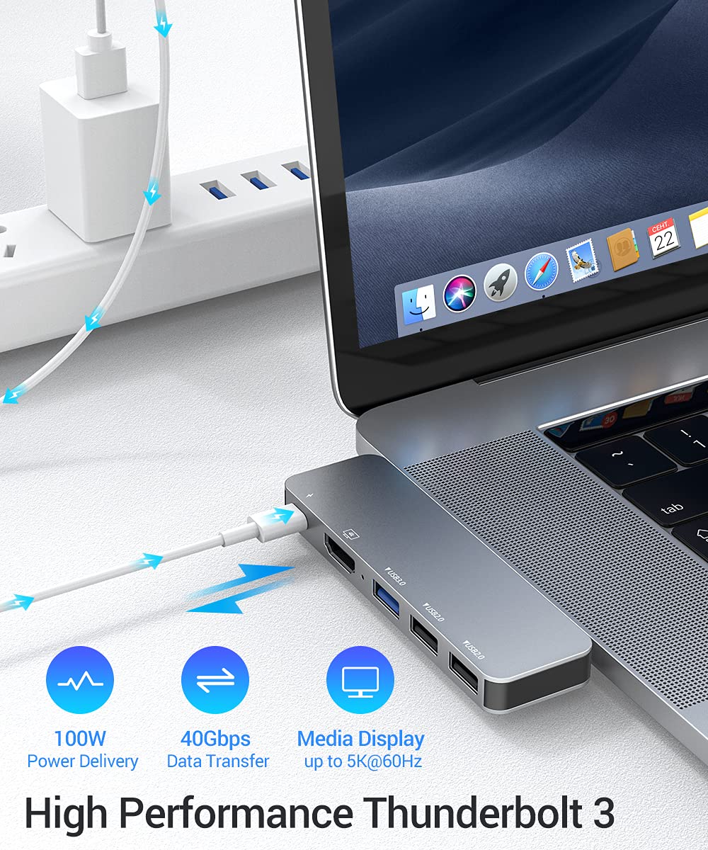 Raycue Usb C Adapter For Macbook Pro/Air, Macbook Adapter Hdmi, Macbook Air M1 Usb Multiport Usb C Hub With 4K Hdmi, Thunderbolt